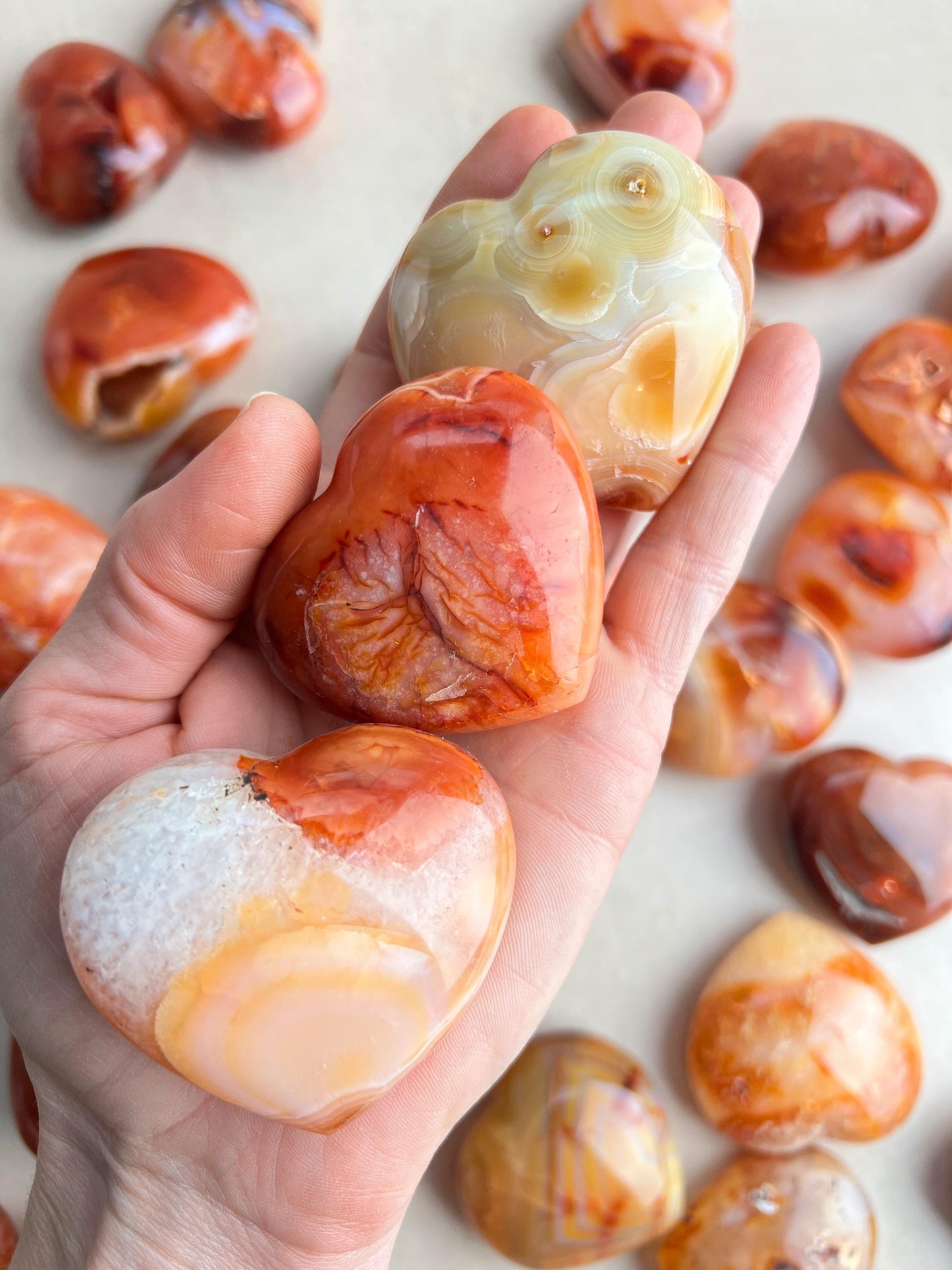 Carnelian Carved Crystal Heart: Madagascar Red Agate 2" Hearts