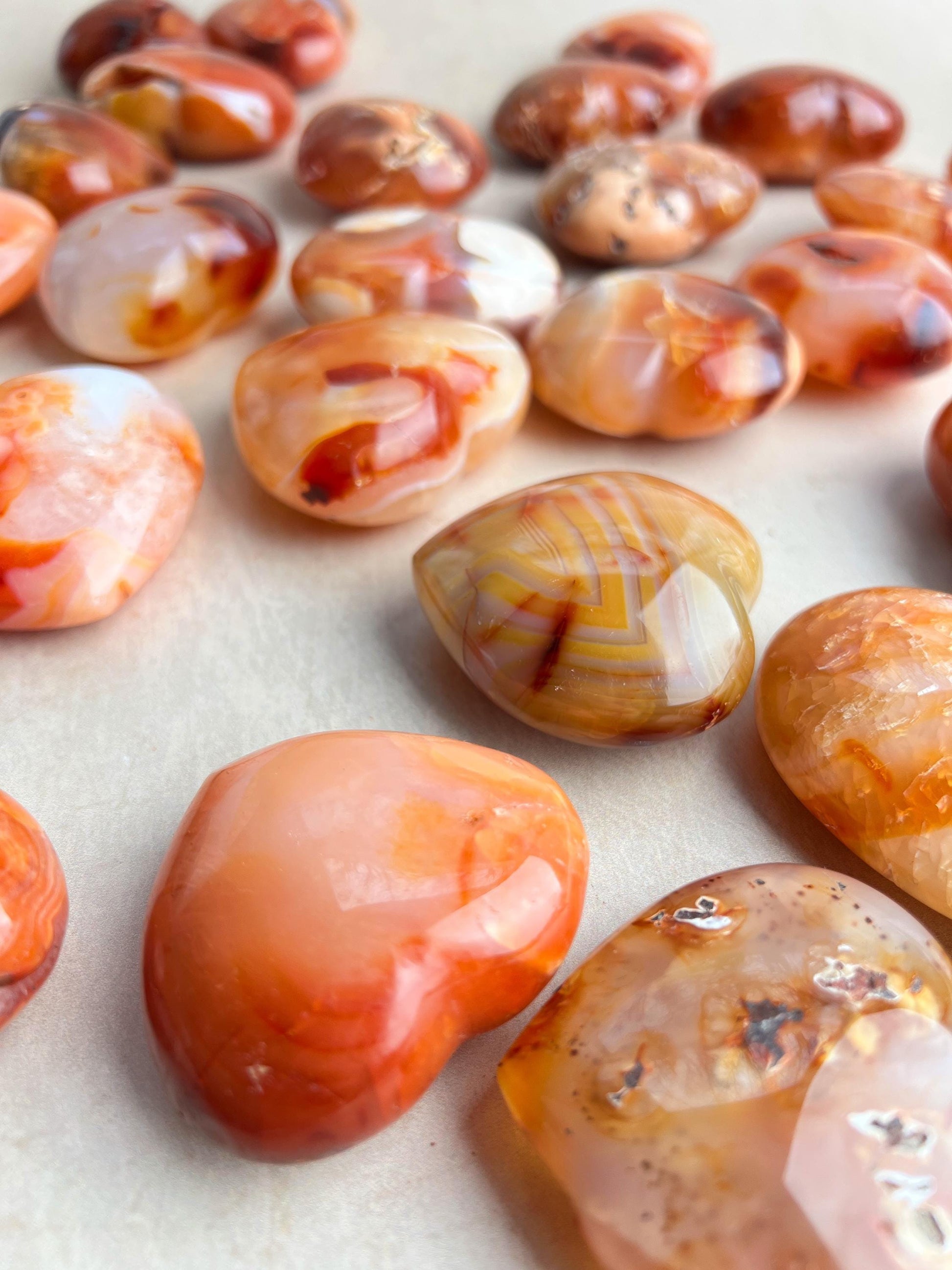 Carnelian Carved Crystal Heart: Madagascar Red Agate 2" Hearts