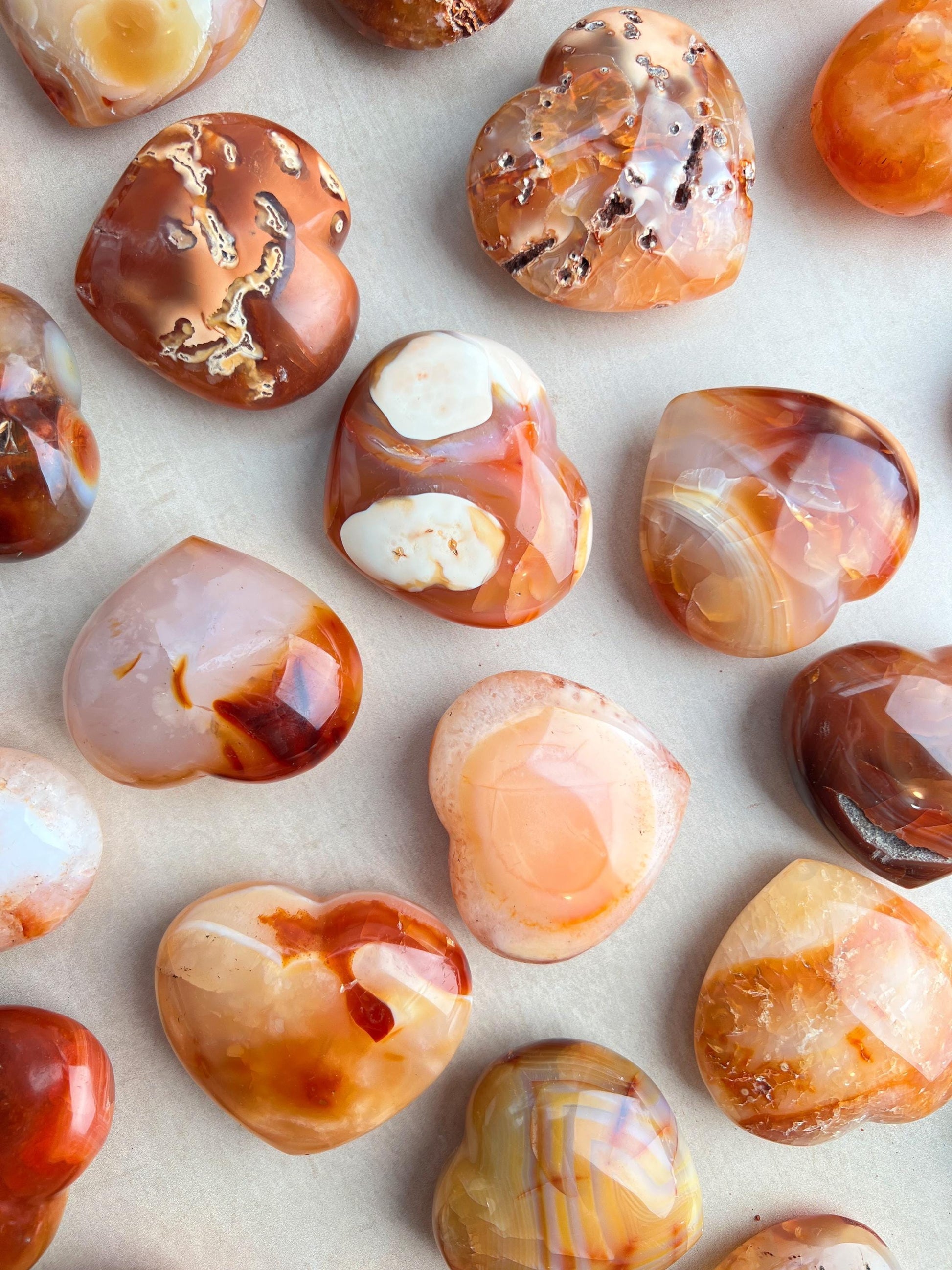 Carnelian Carved Crystal Heart: Madagascar Red Agate 2" Hearts
