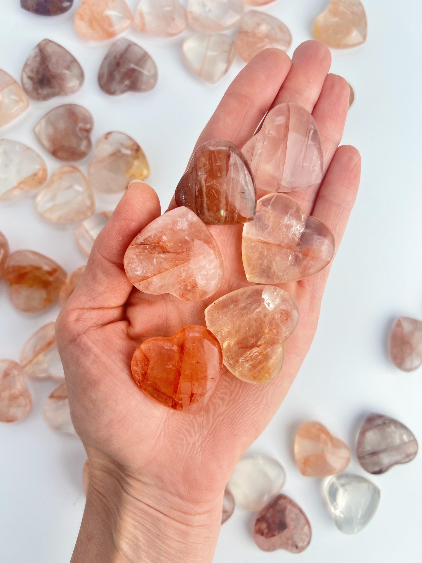 Crimson Healer Fire Quartz Mini Hearts : All Natural Hematoid Hearts