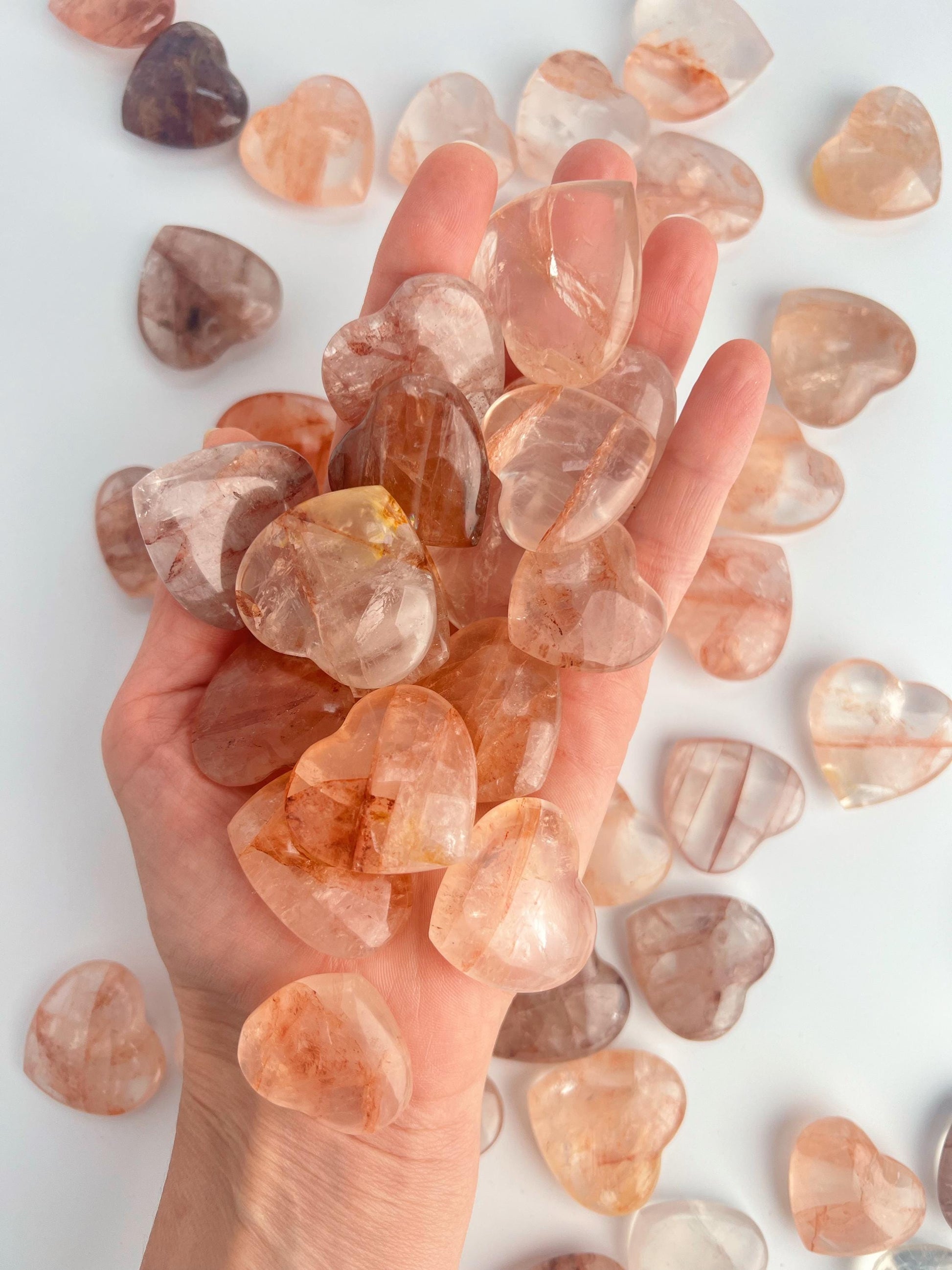 Crimson Healer Fire Quartz Mini Hearts : All Natural Hematoid Hearts