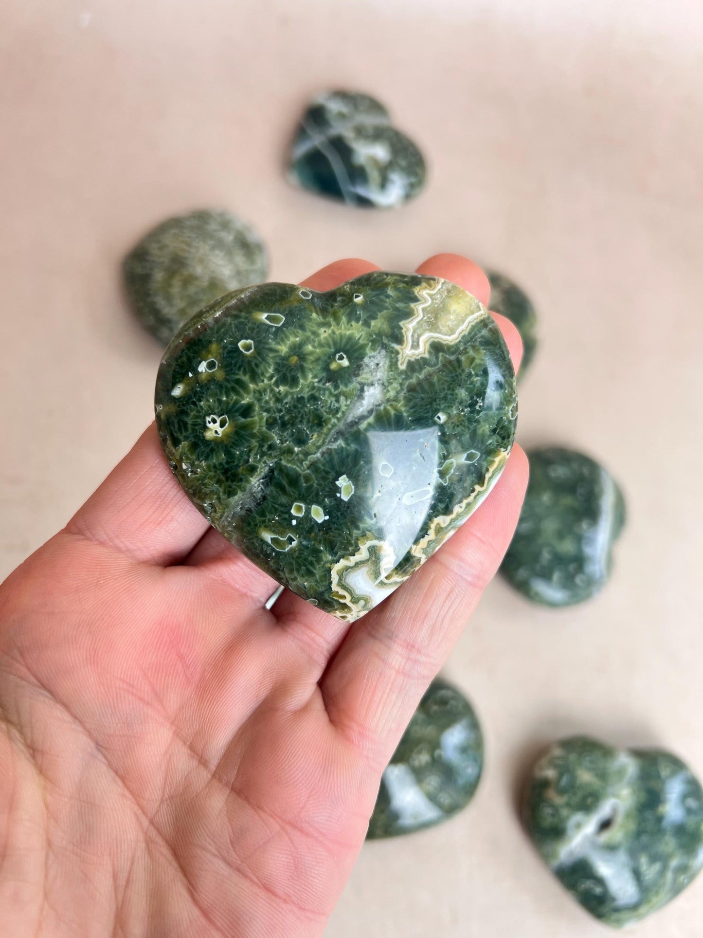 Ocean Jasper Heart Crystal : Vein 7