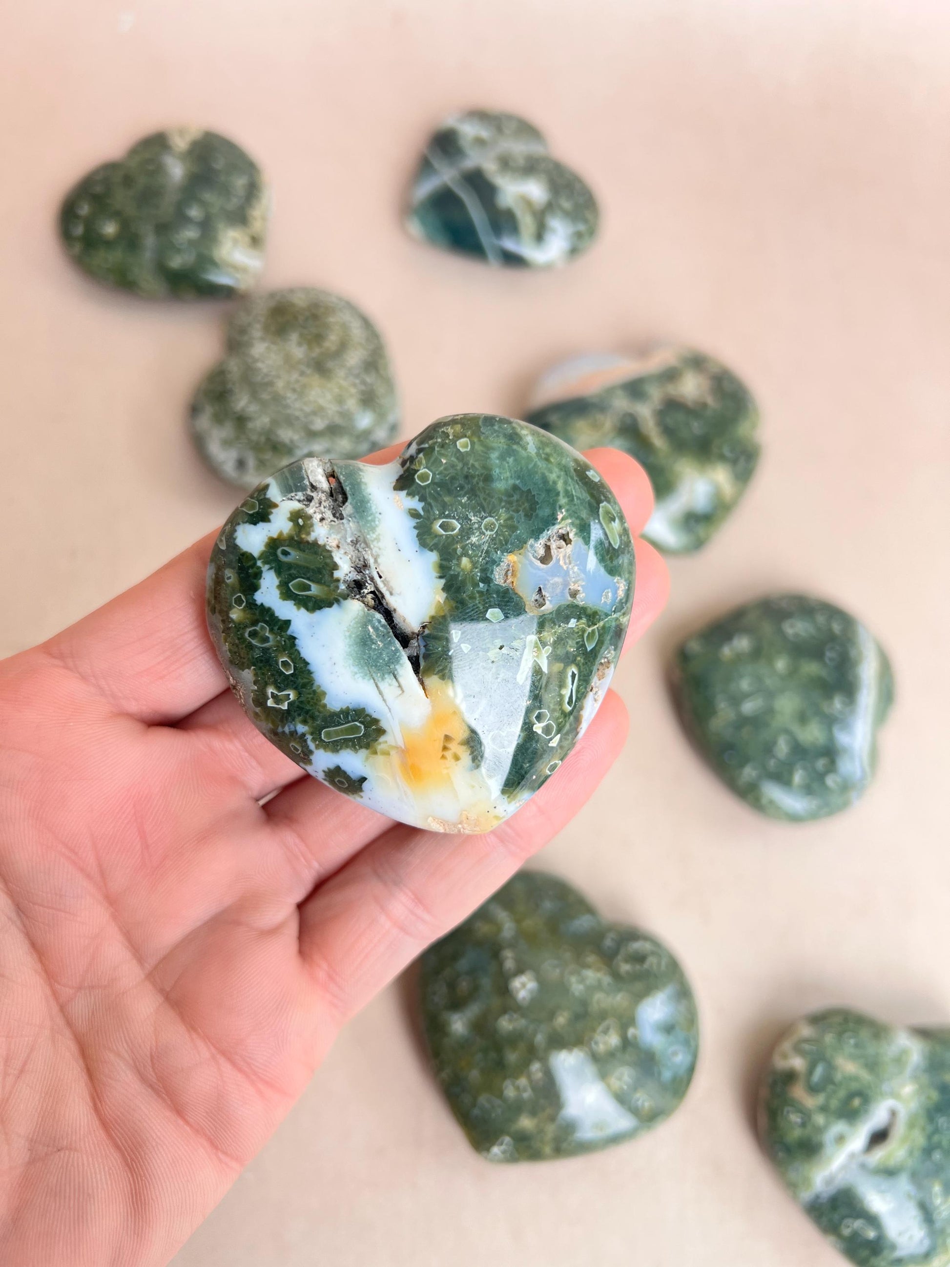 Ocean Jasper Heart Crystal : Vein 7