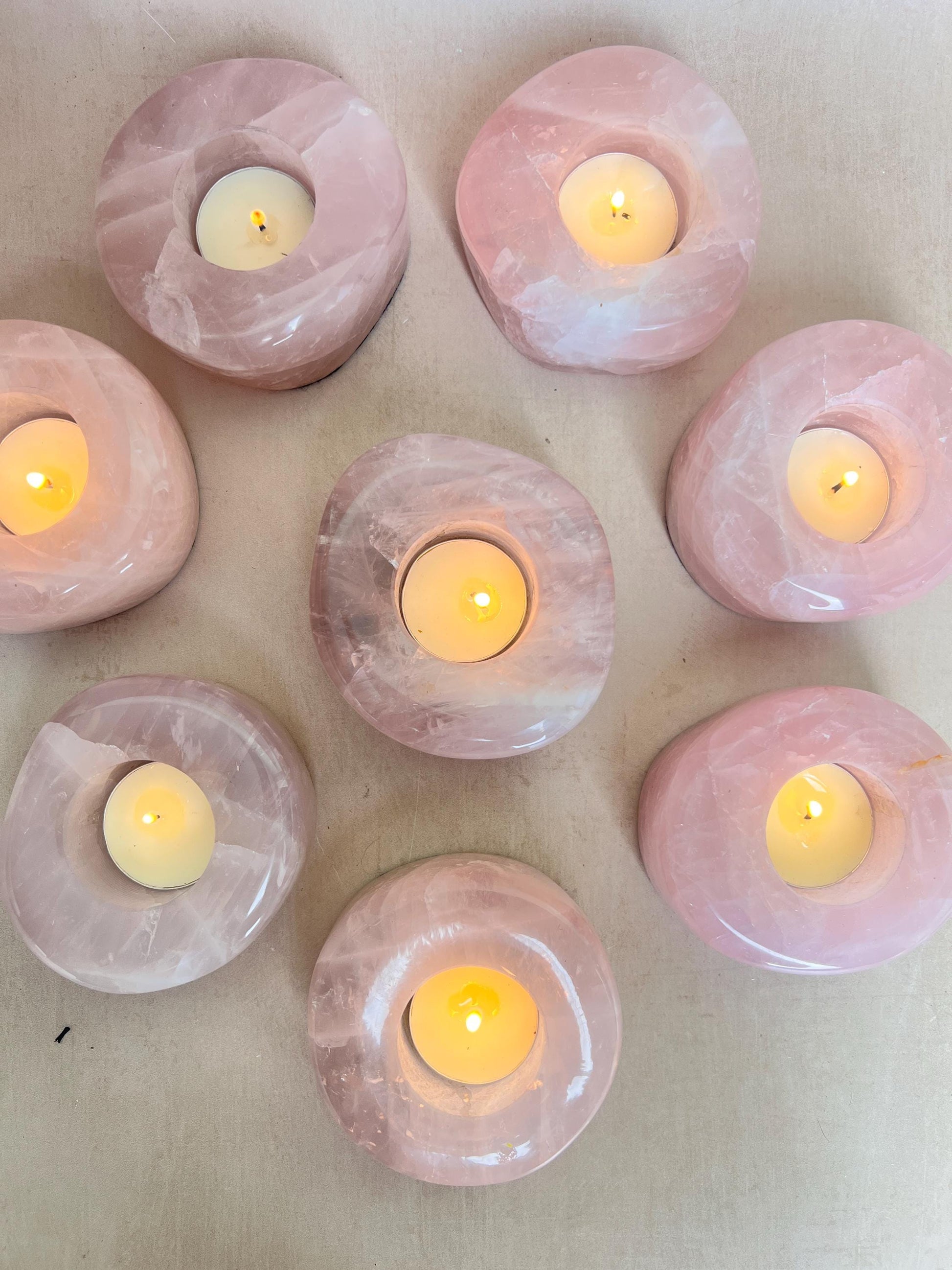 Rose Quartz Polished Tea Light Candle Holder