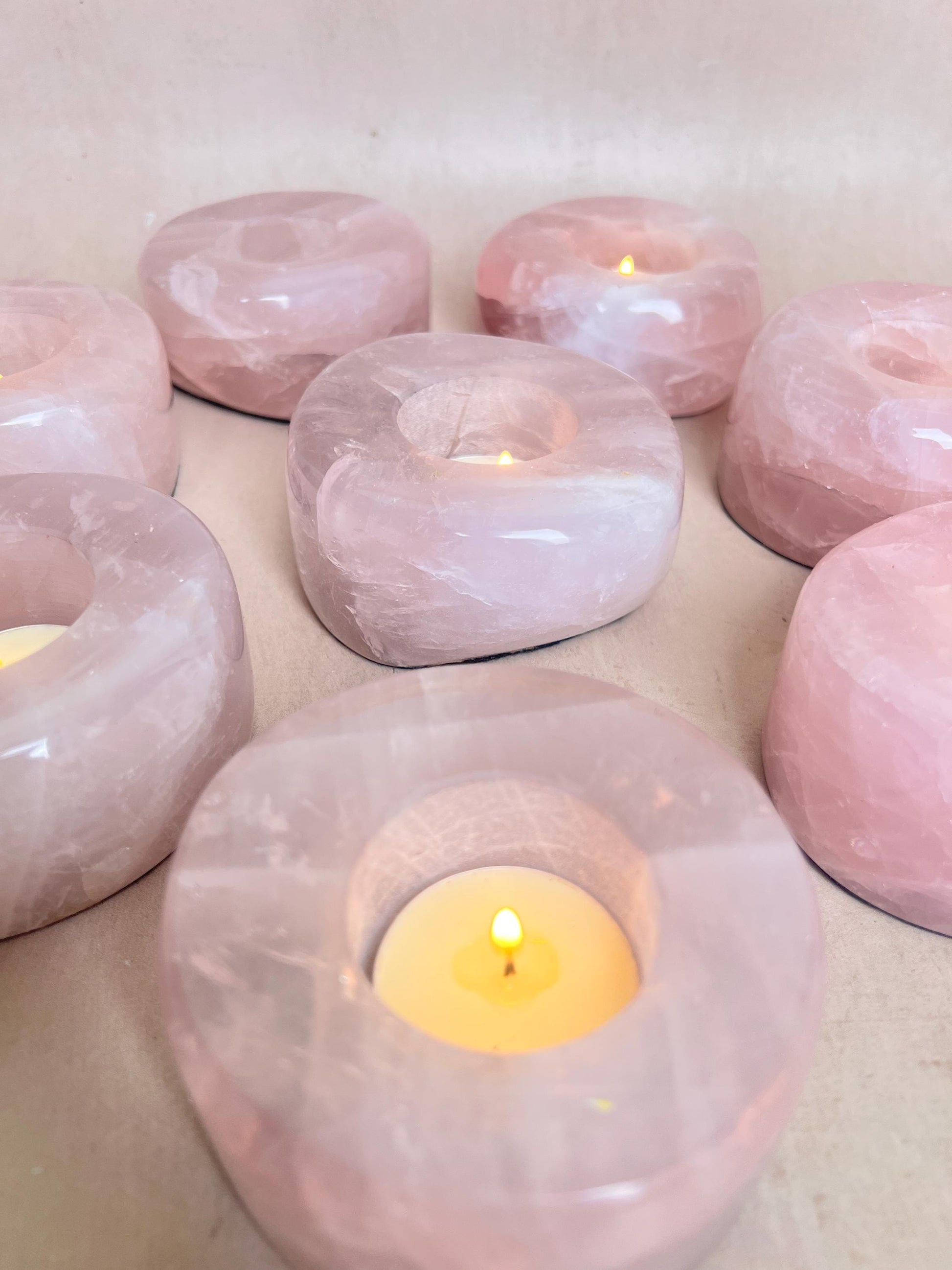Rose Quartz Polished Tea Light Candle Holder