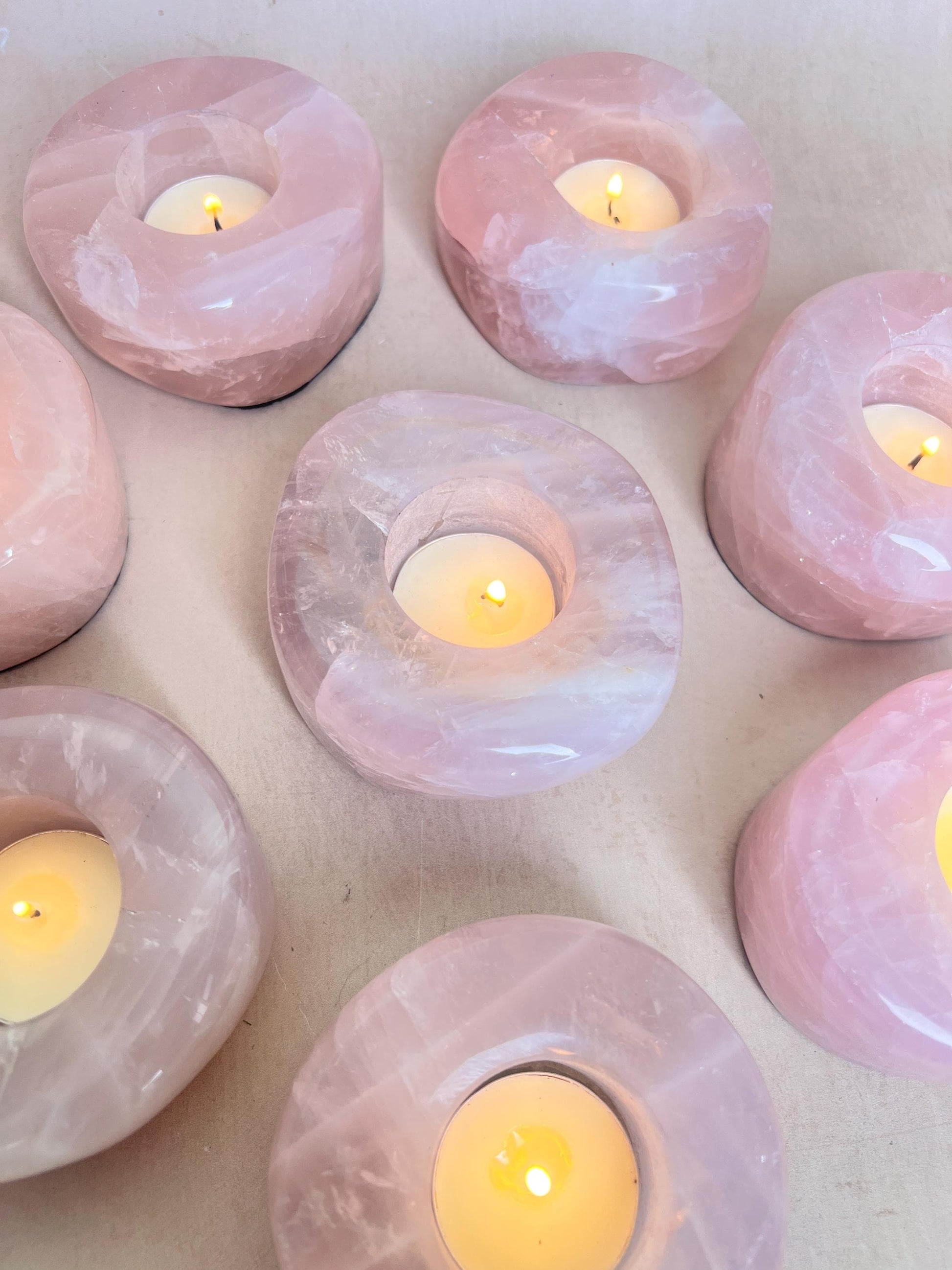 Rose Quartz Polished Tea Light Candle Holder