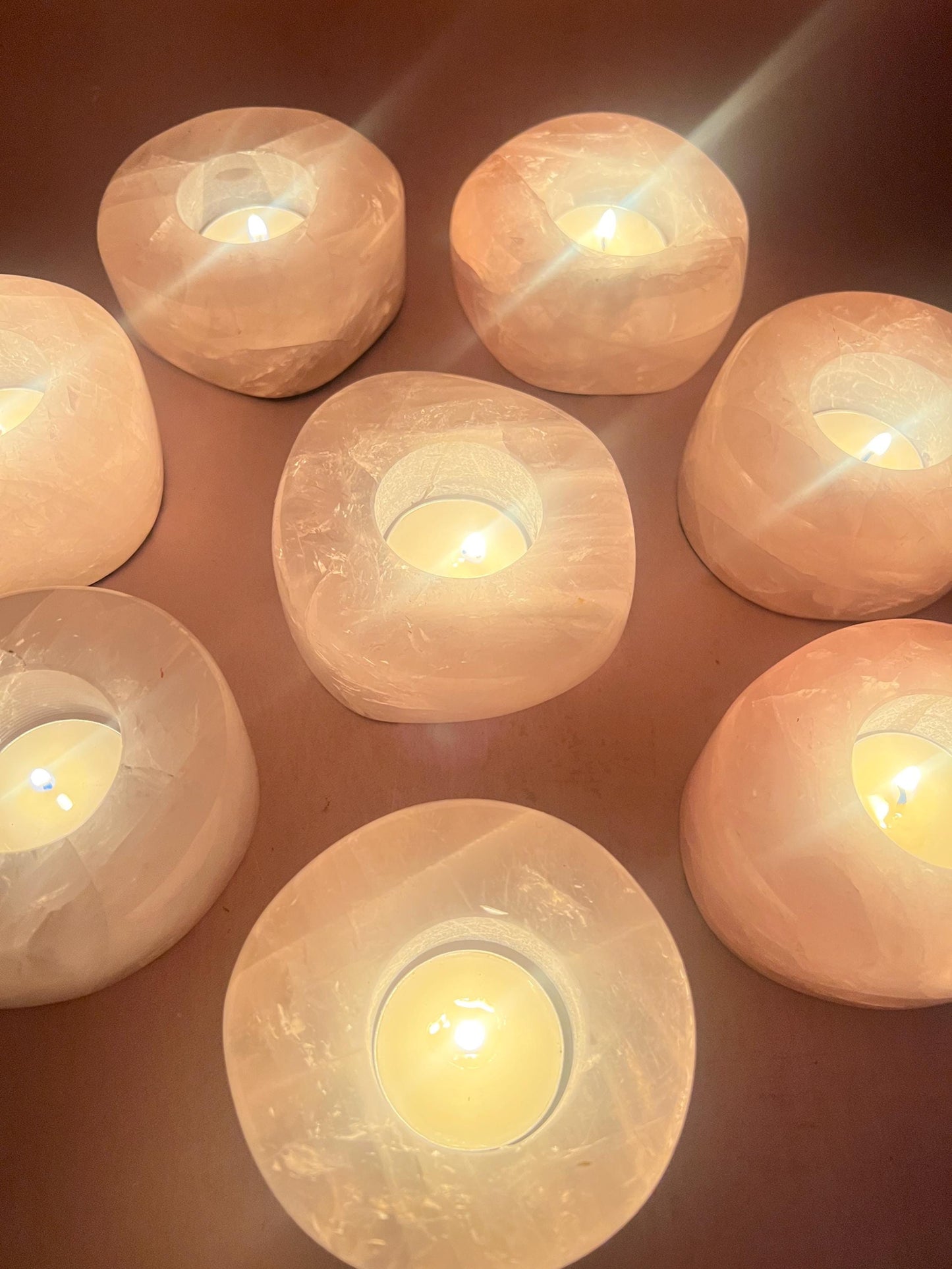 Rose Quartz Polished Tea Light Candle Holder