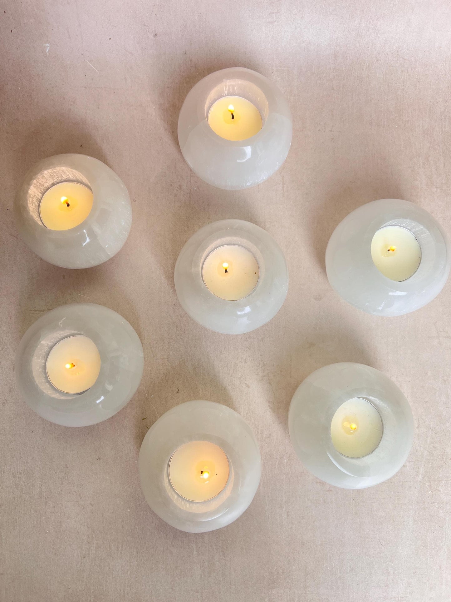 Selenite (Satin Spar) Polished Tea Light Candle Holder