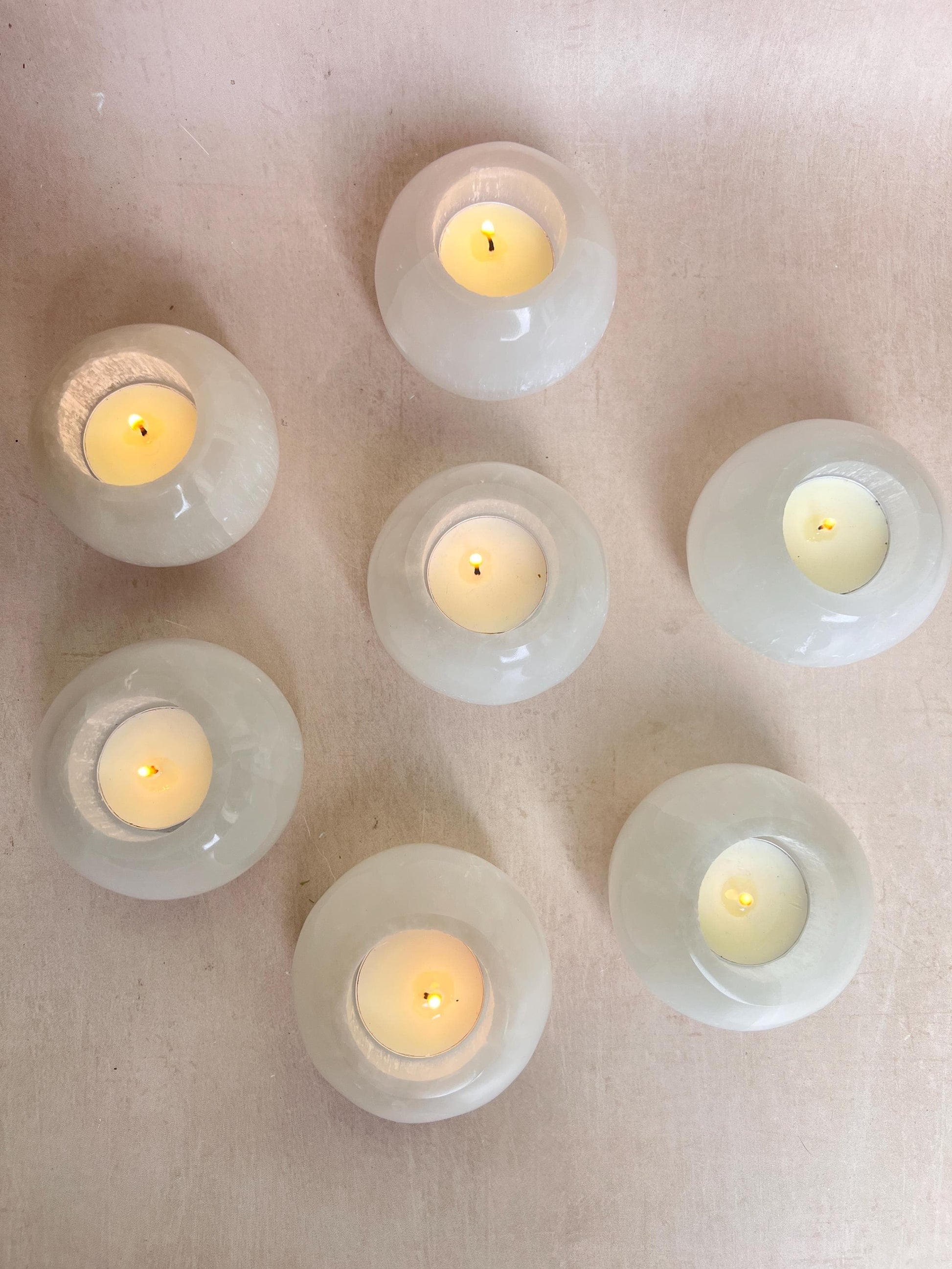 Selenite (Satin Spar) Polished Tea Light Candle Holder
