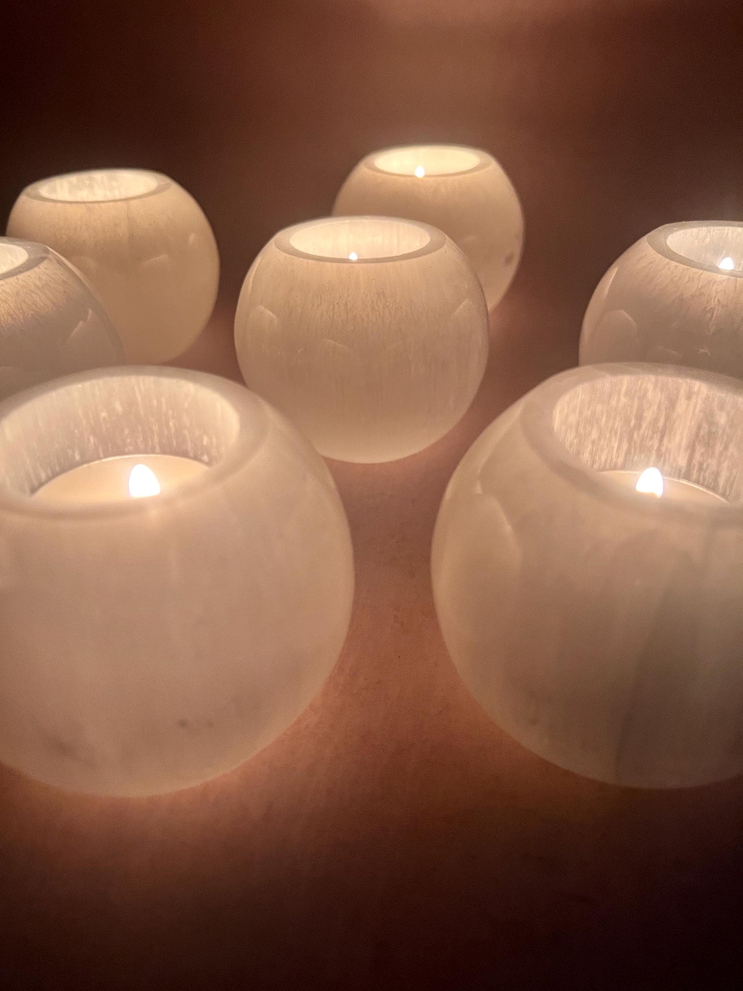 Selenite (Satin Spar) Polished Tea Light Candle Holder