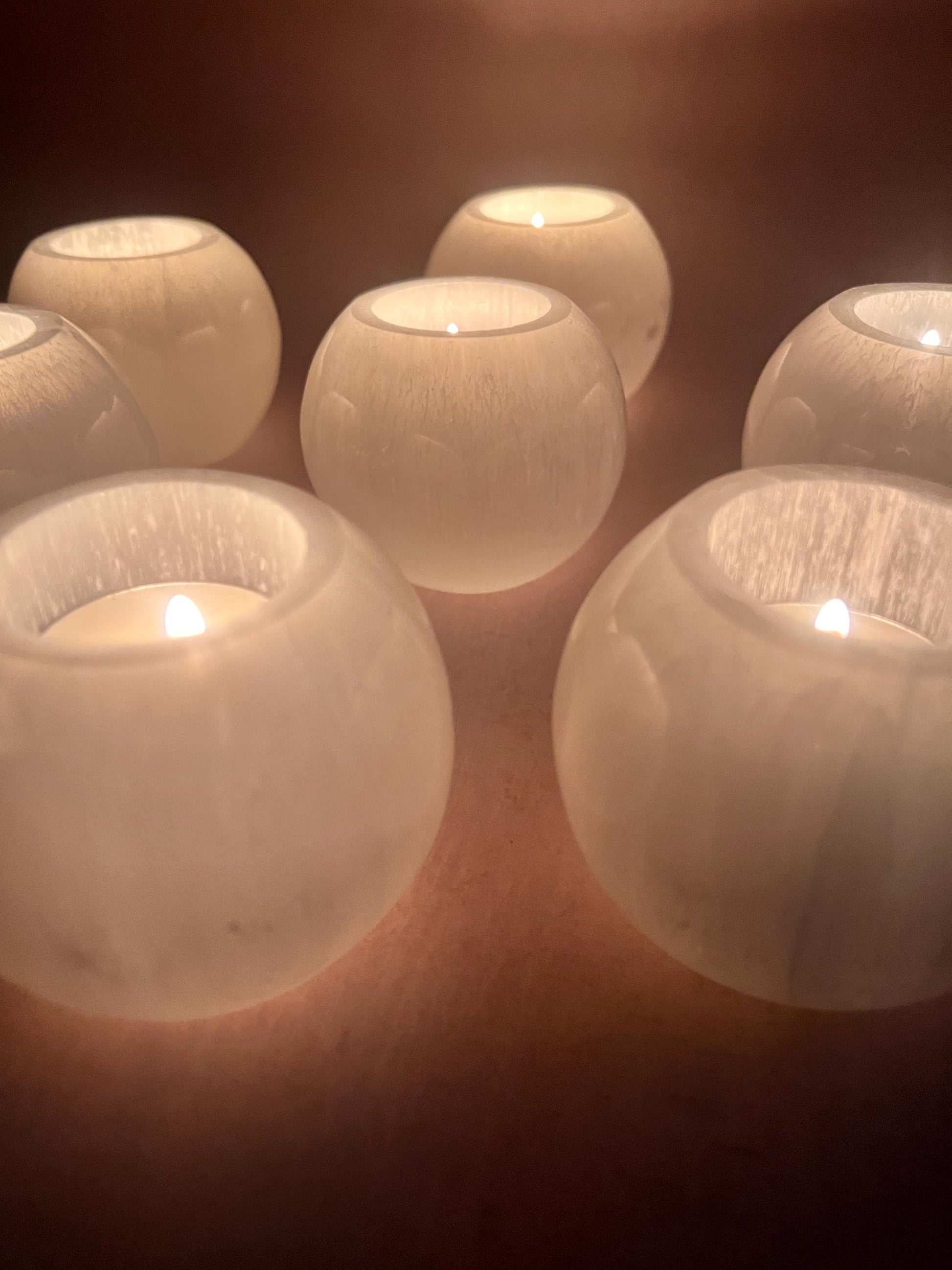 Selenite (Satin Spar) Polished Tea Light Candle Holder
