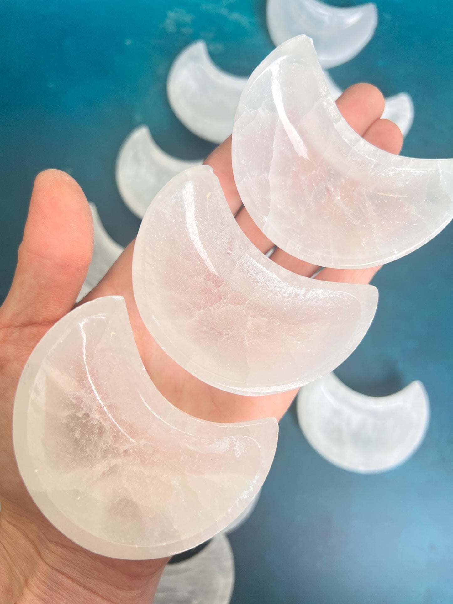 Selenite (Satin Spar) Polished Crystal Moon Dish