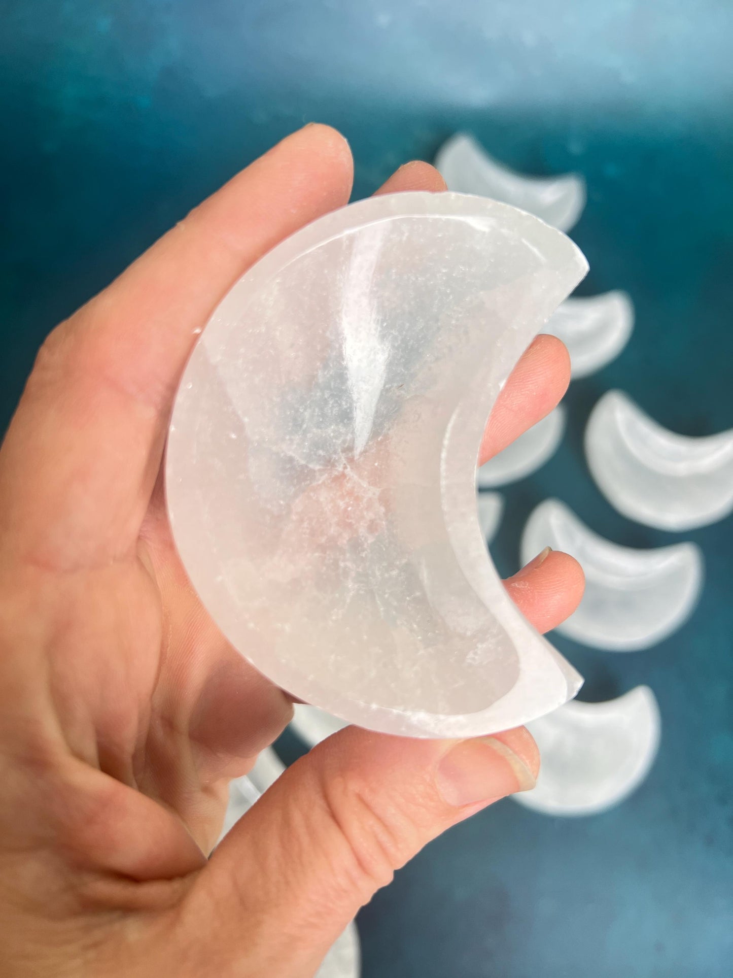 Selenite (Satin Spar) Polished Crystal Moon Dish