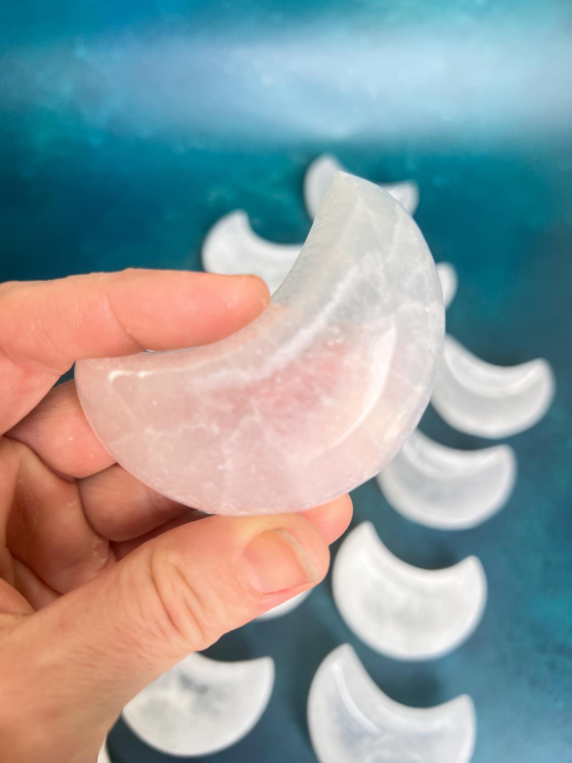 Selenite (Satin Spar) Polished Crystal Moon Dish