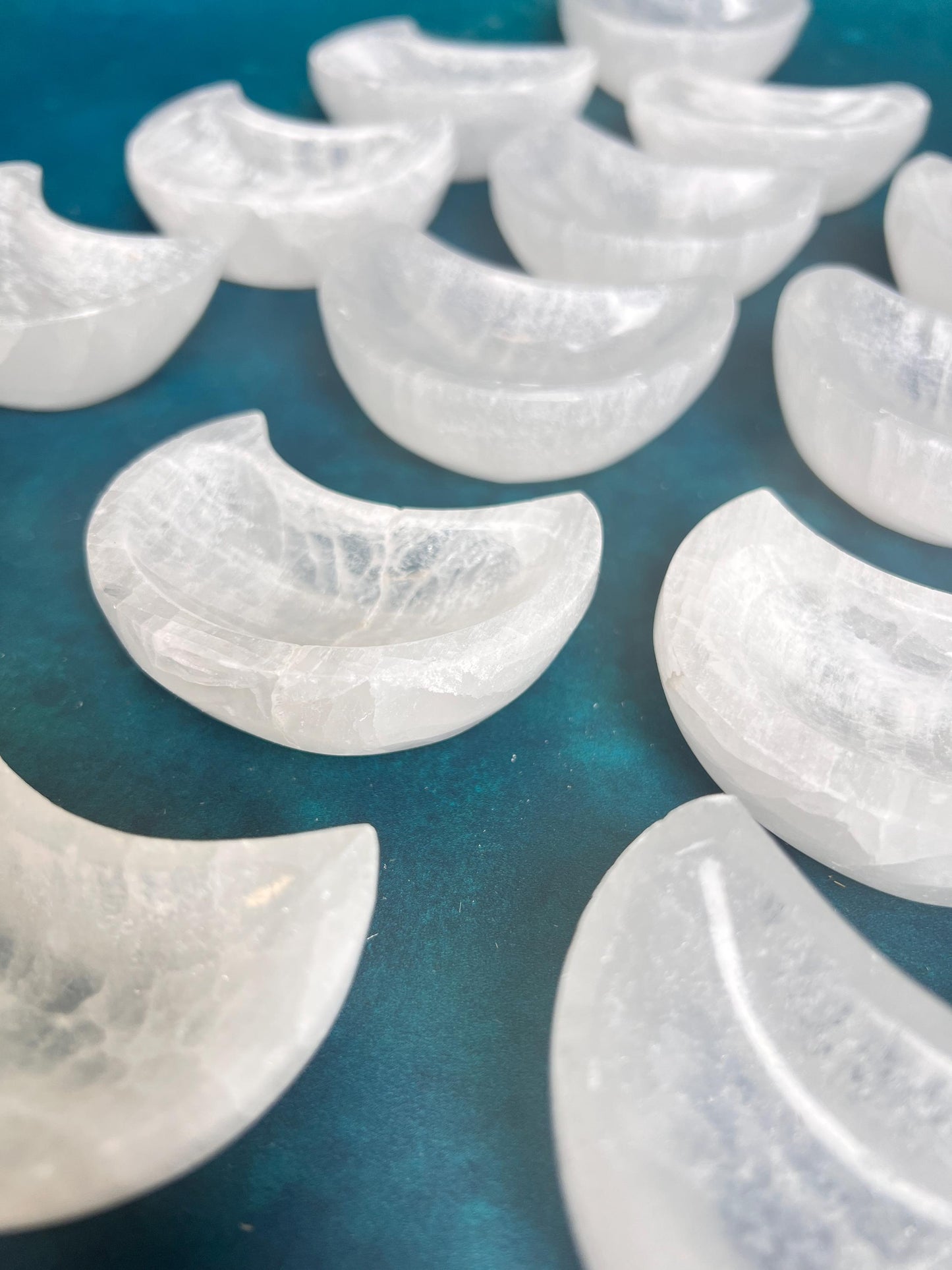 Selenite (Satin Spar) Polished Crystal Moon Dish
