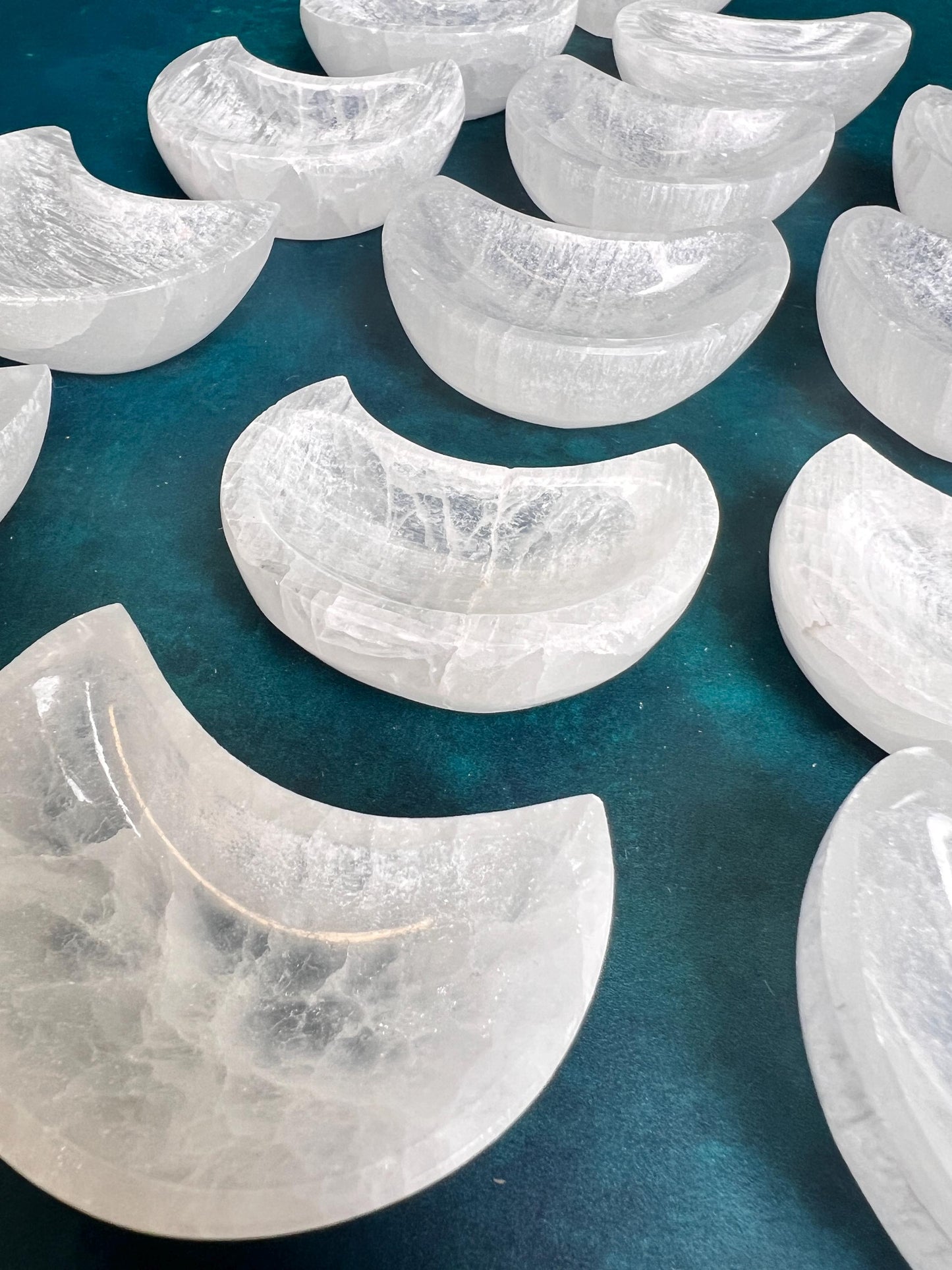 Selenite (Satin Spar) Polished Crystal Moon Dish