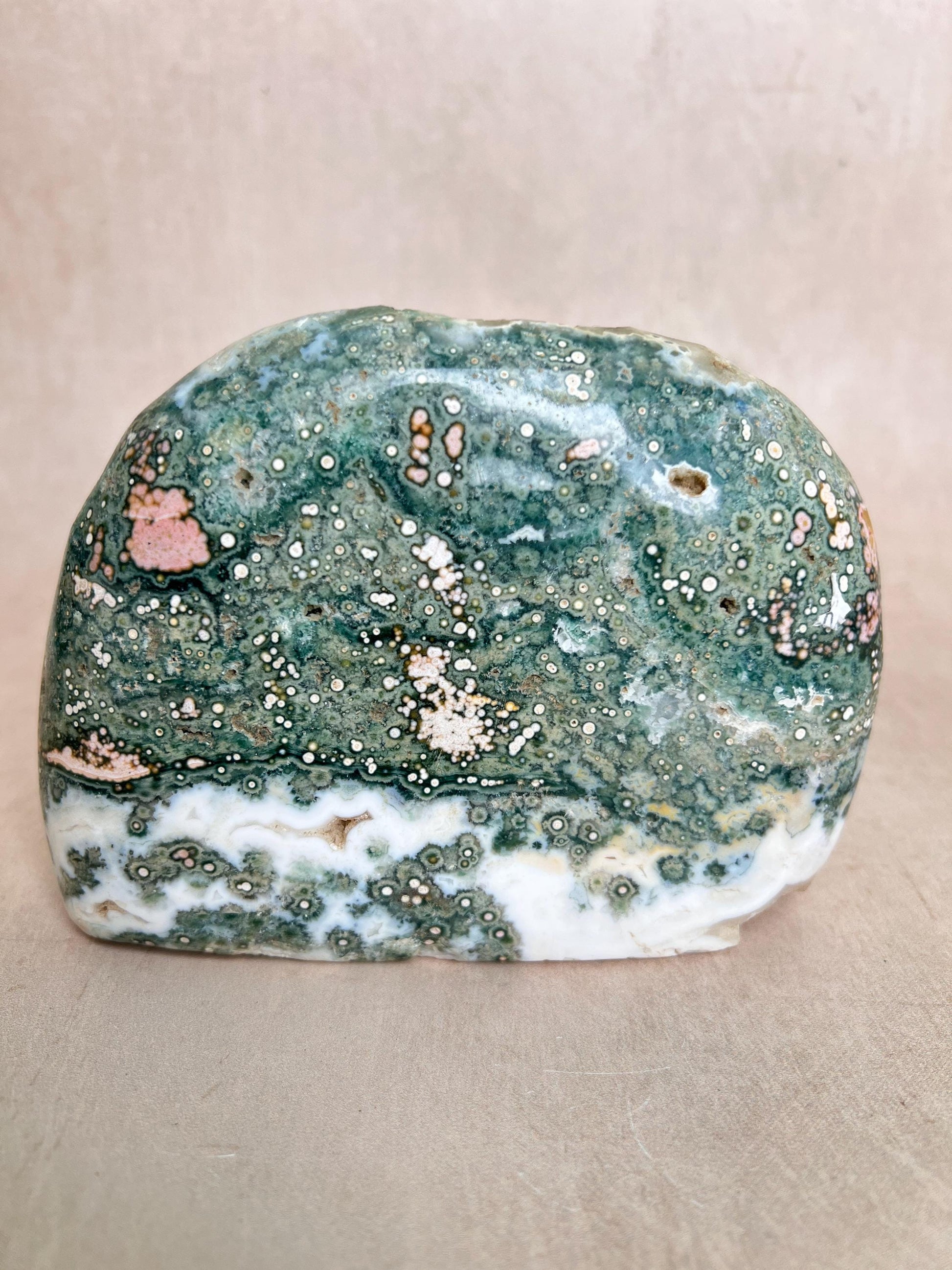 Ocean Jasper XL Half Polished Standing Free Form | Vein 1-2