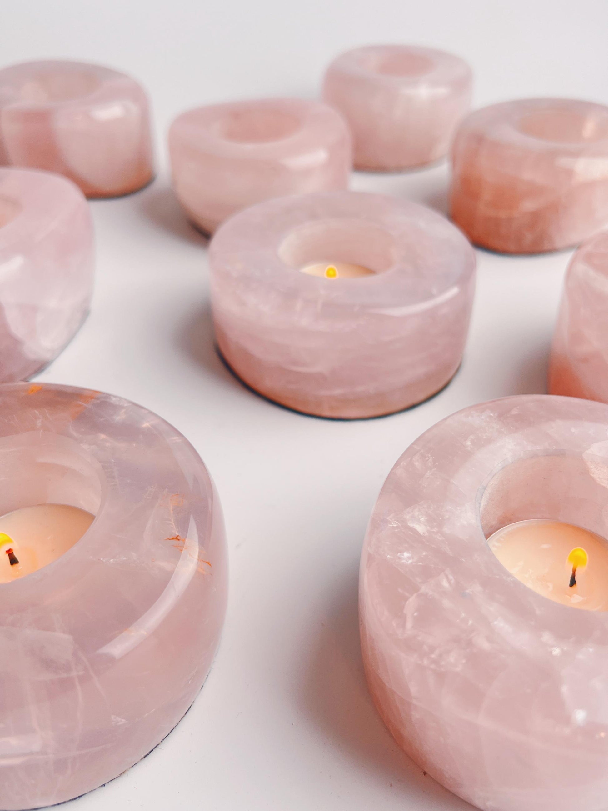 Rose Quartz Polished Tea Light Candle Holder