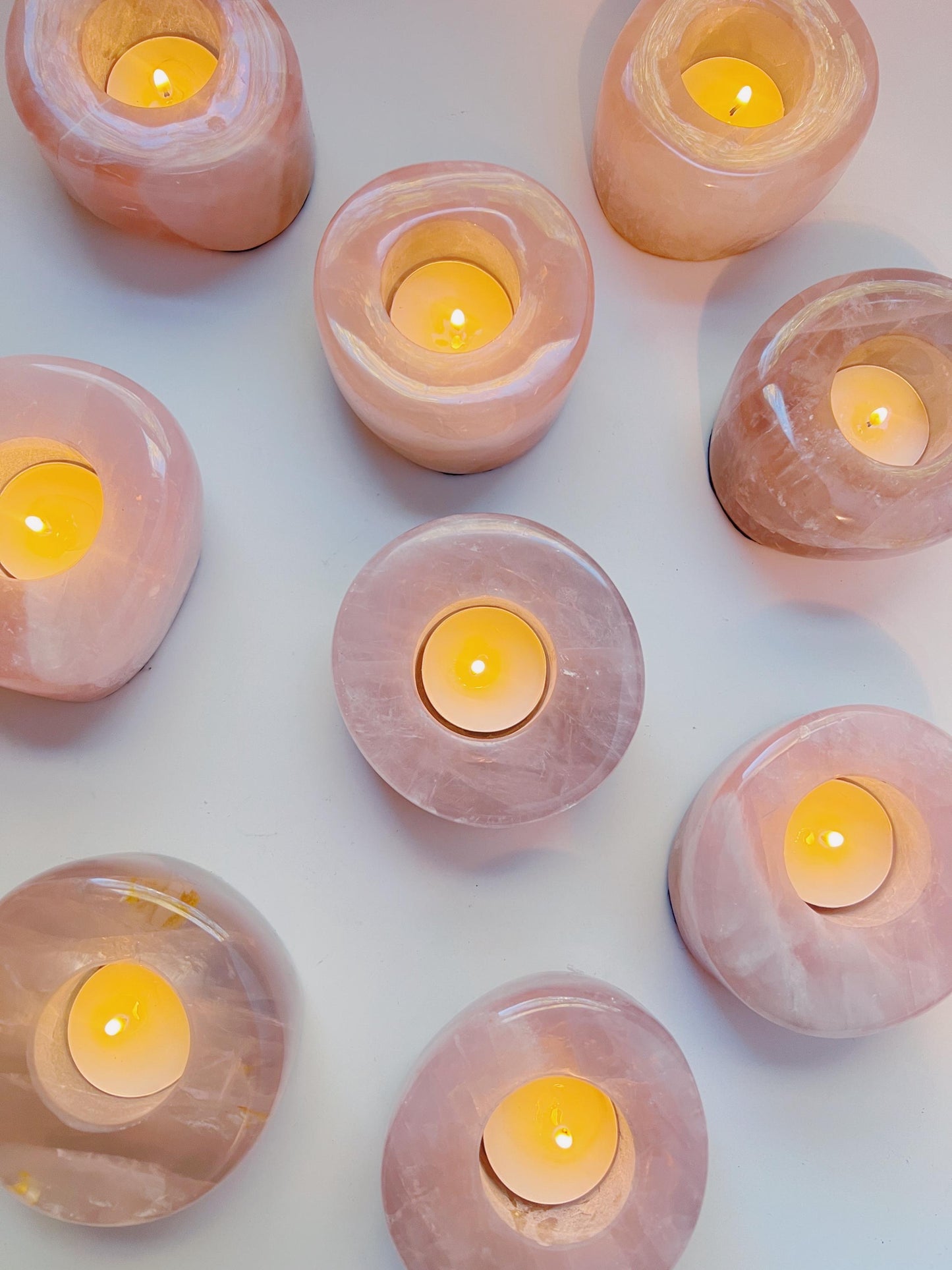 Rose Quartz Polished Tea Light Candle Holder