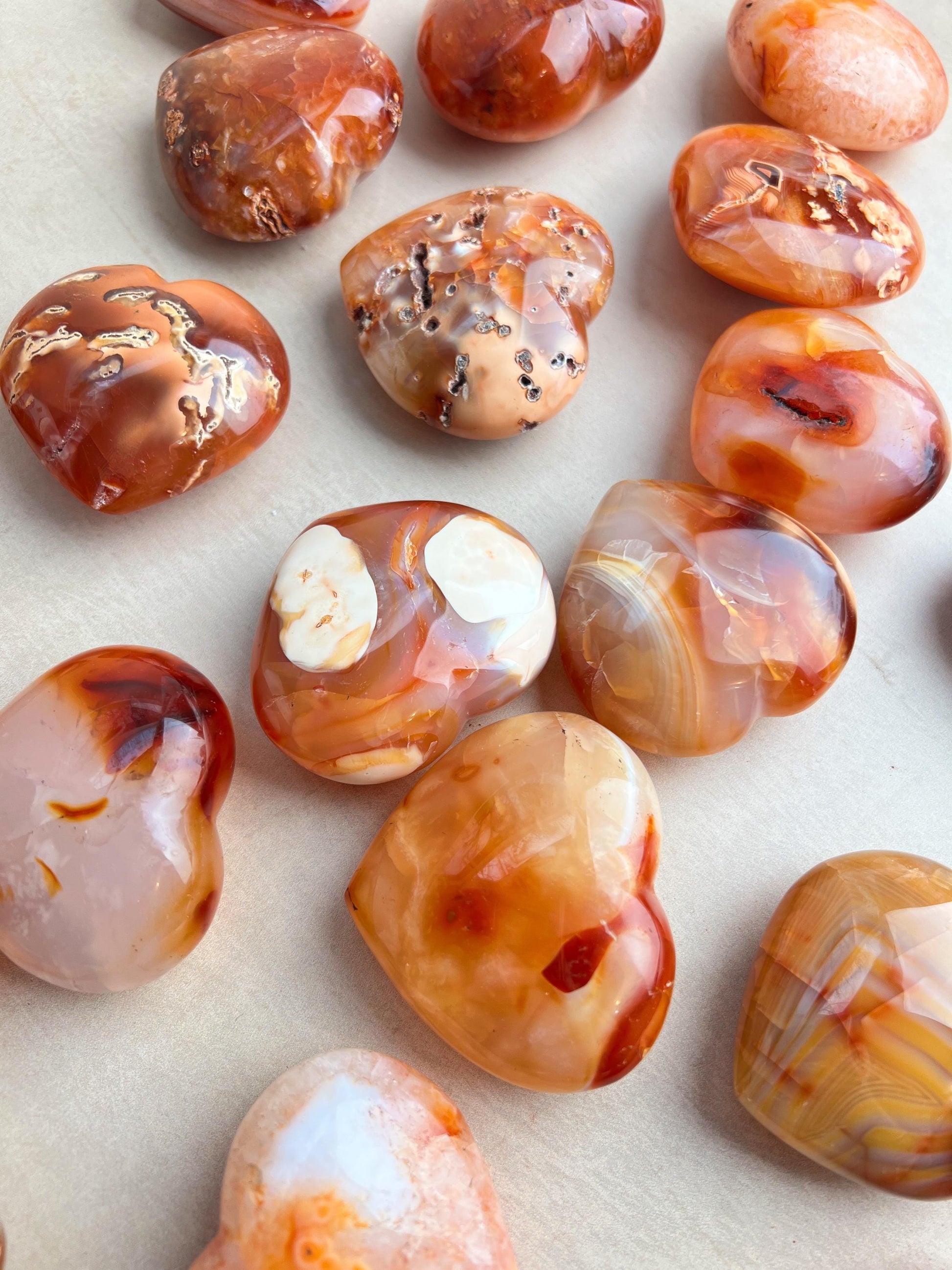Carnelian Carved Crystal Heart: Madagascar Red Agate 2" Hearts