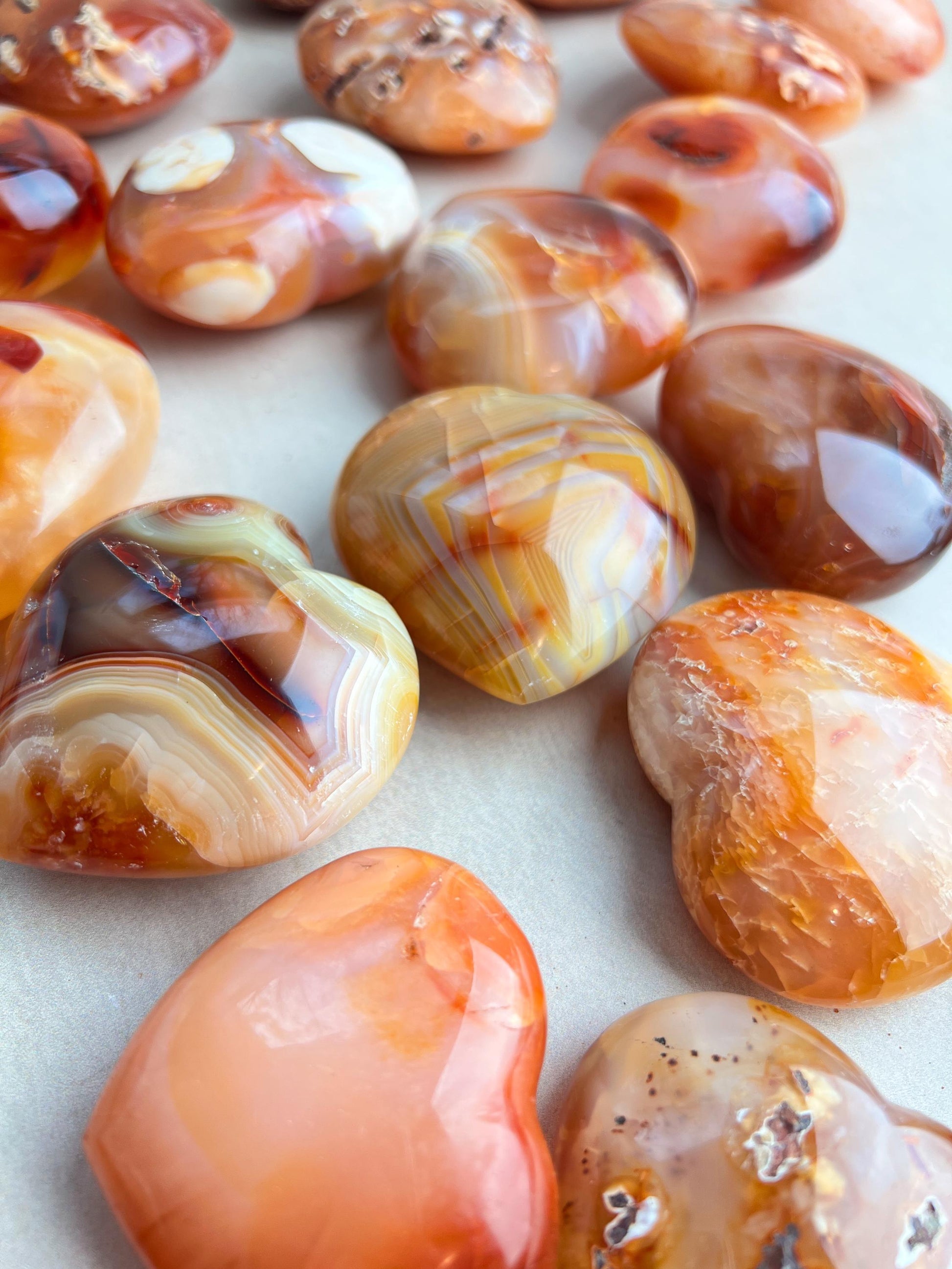 Carnelian Carved Crystal Heart: Madagascar Red Agate 2" Hearts