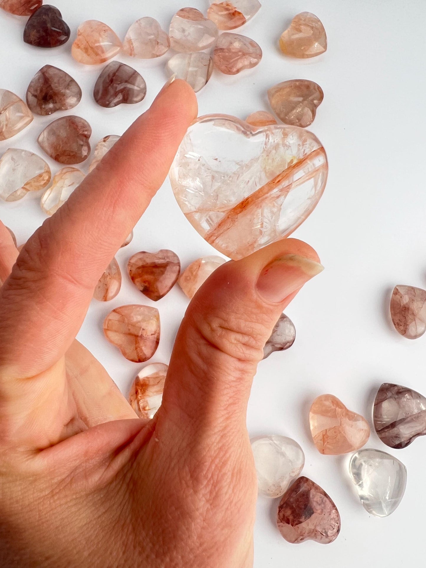 Crimson Healer Fire Quartz Mini Hearts : All Natural Hematoid Hearts