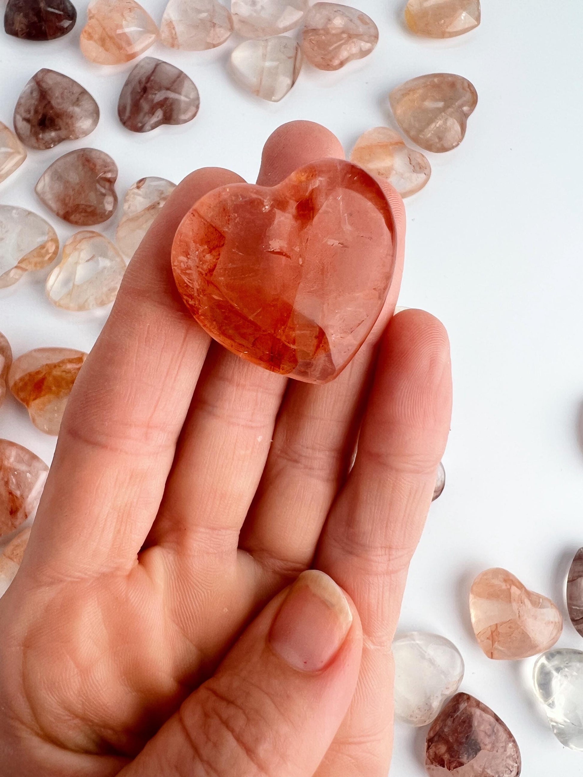 Crimson Healer Fire Quartz Mini Hearts : All Natural Hematoid Hearts