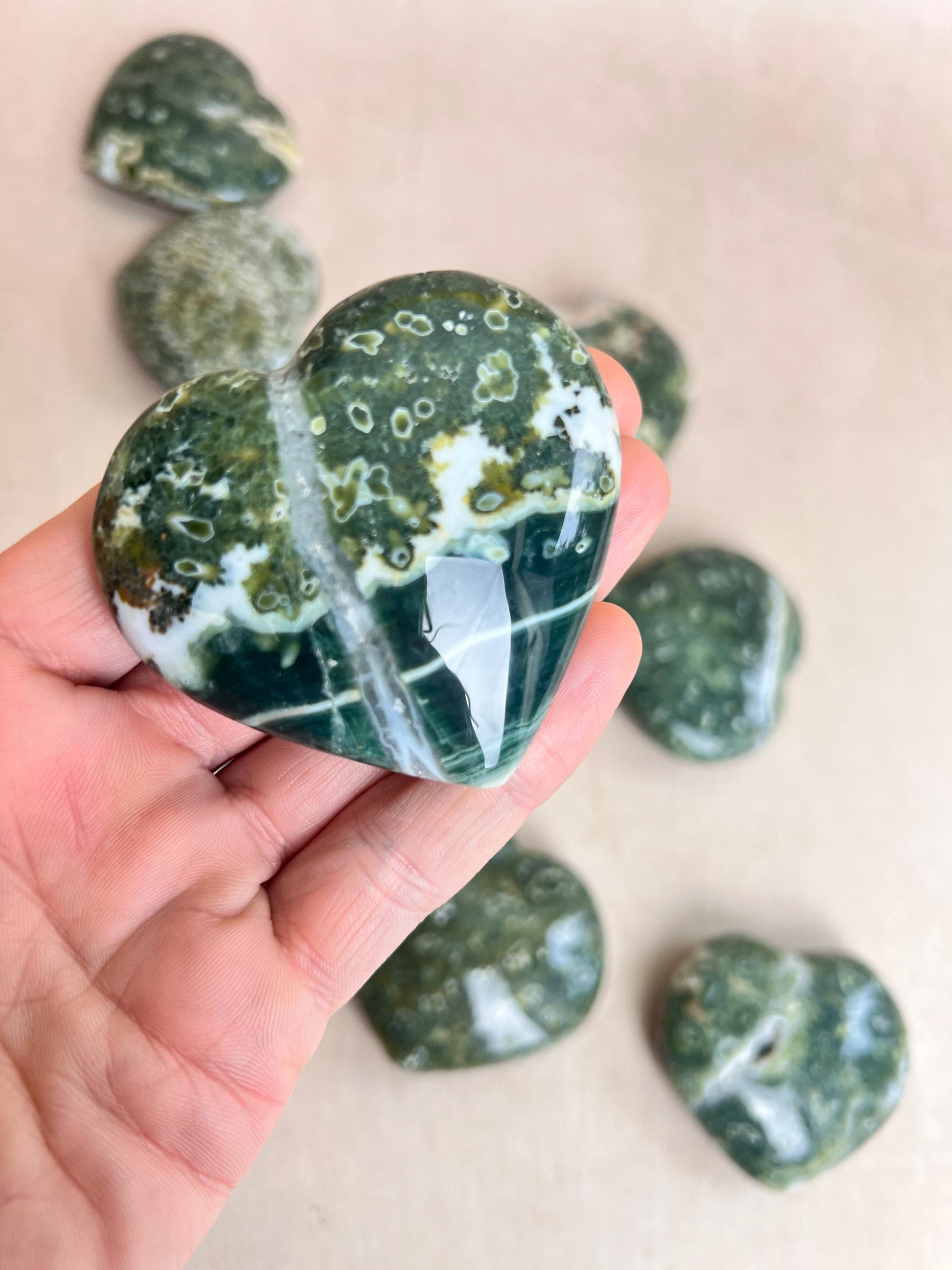 Ocean Jasper Heart Crystal : Vein 7