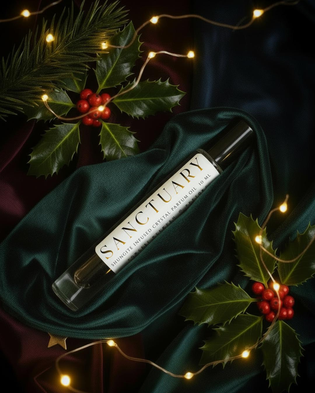 SANCTUARY Shungite Crystal Infused Perfume Roller: Protection & Detox Aromatherapy | Sandalwood, Vetiver, Bergamot