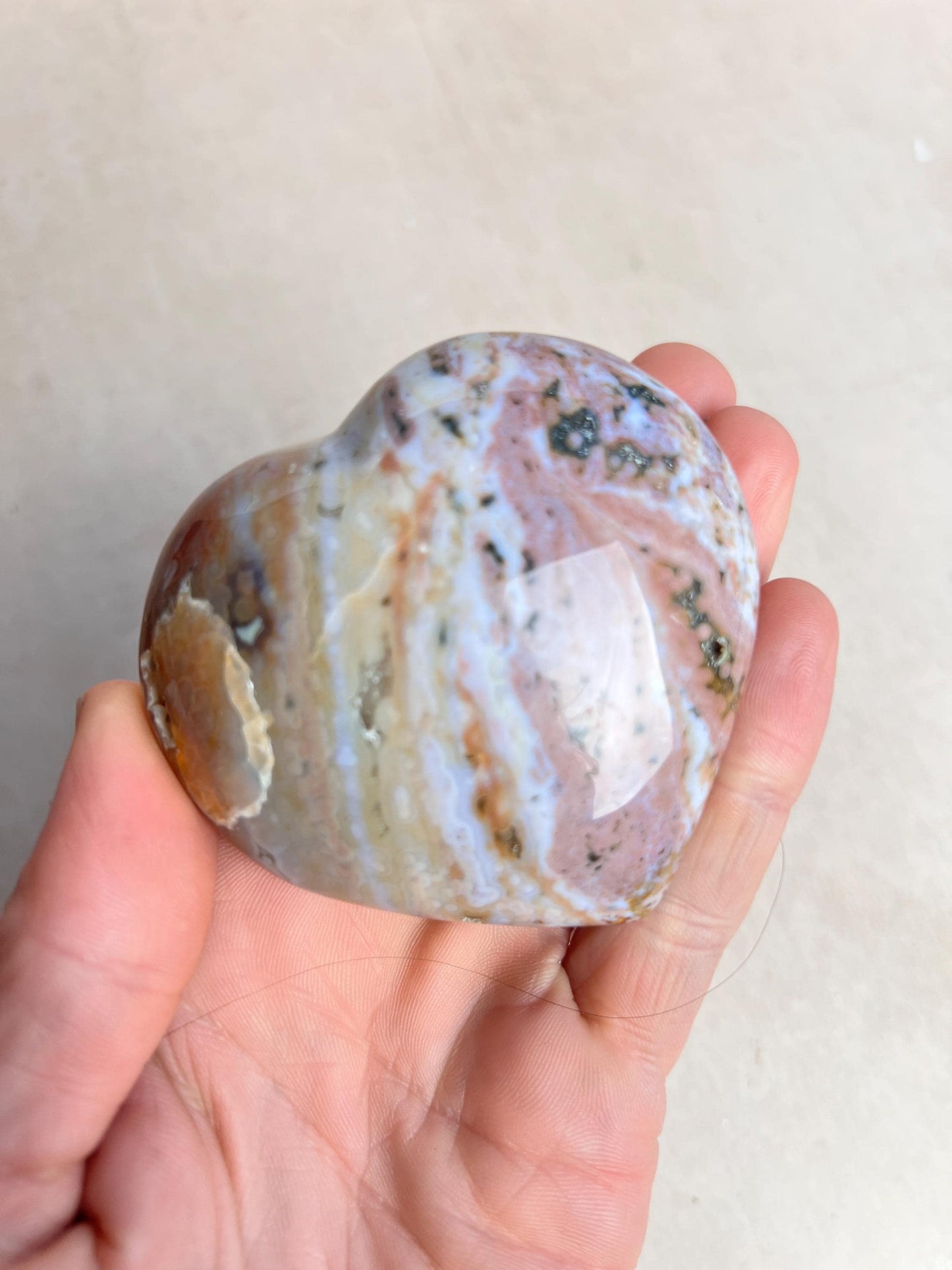 Ocean Jasper Heart Crystal : Marovato Veinless Carving