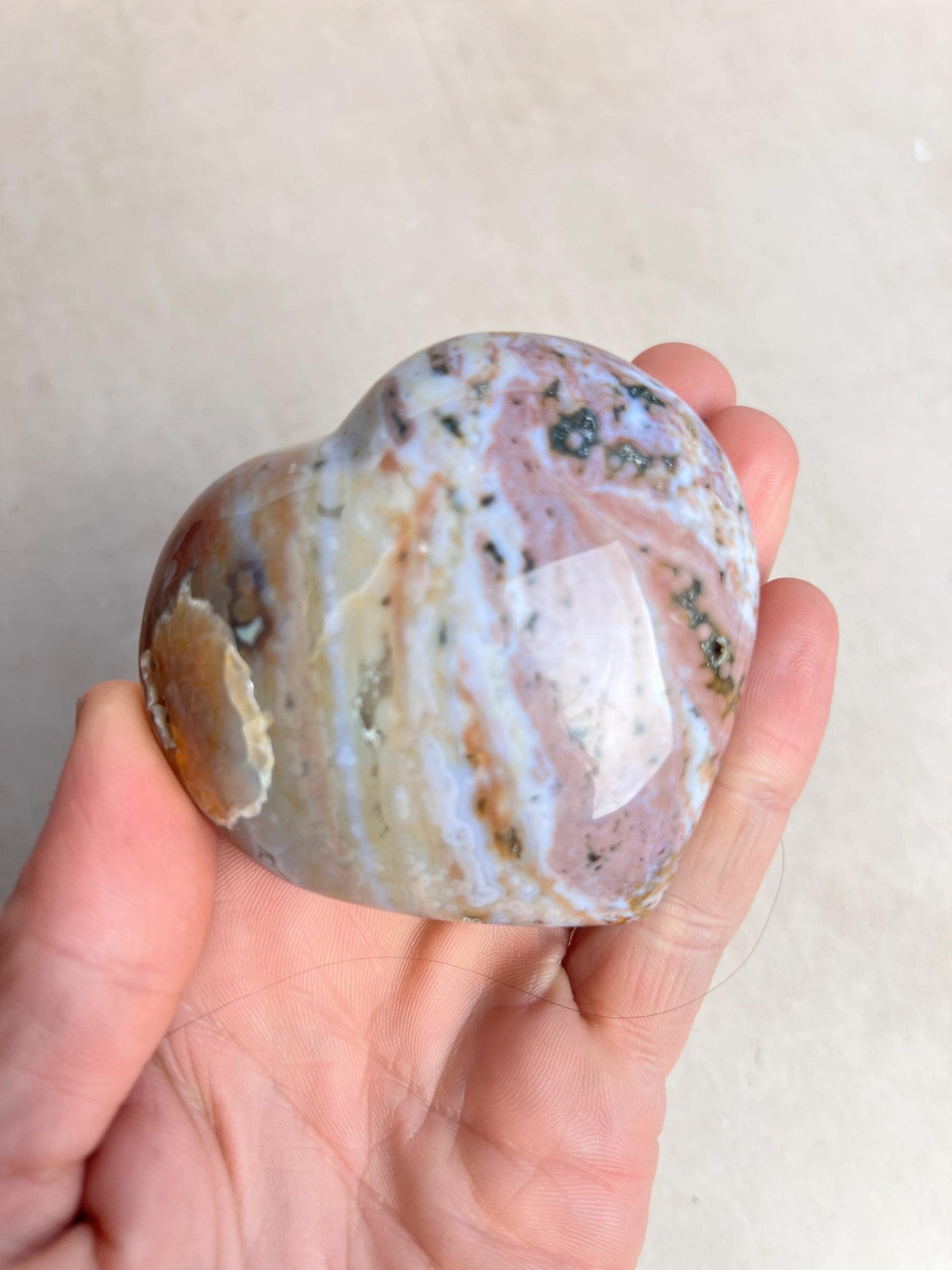 Ocean Jasper Heart Crystal : Marovato Veinless Carving