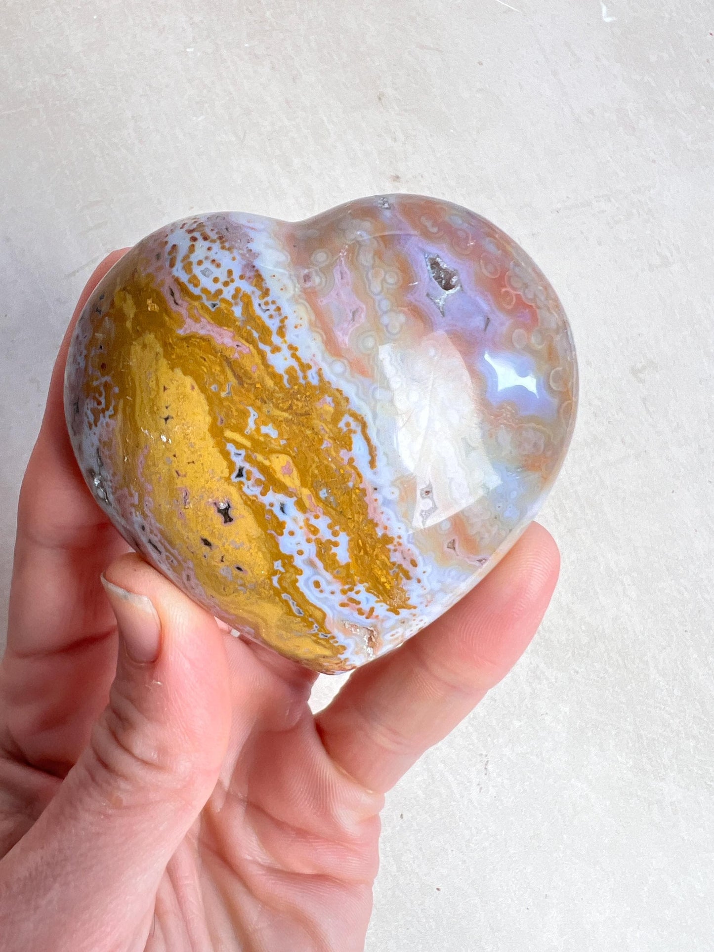 Ocean Jasper Heart Crystal : Marovato Veinless Carving