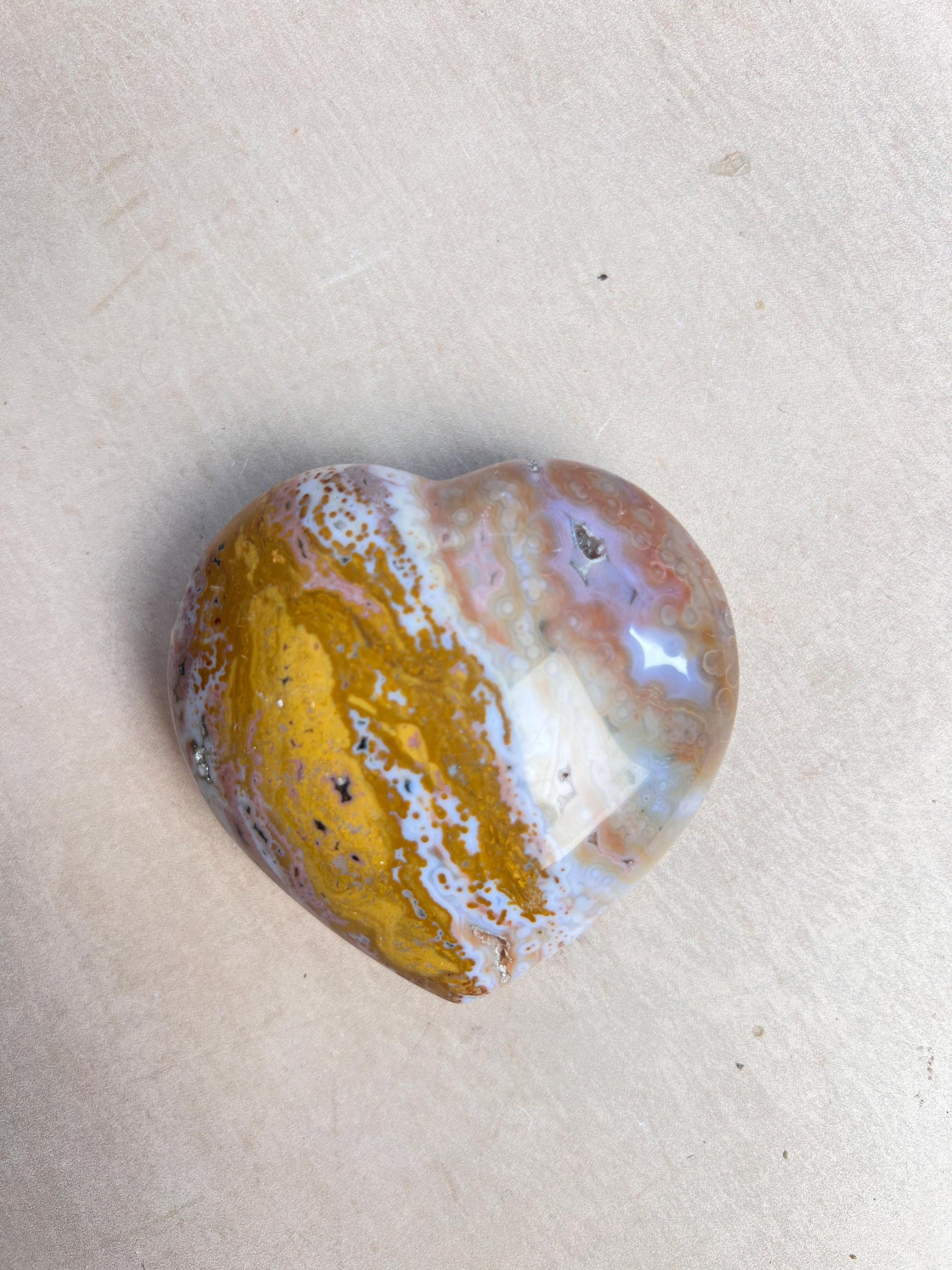 Ocean Jasper Heart Crystal : Marovato Veinless Carving