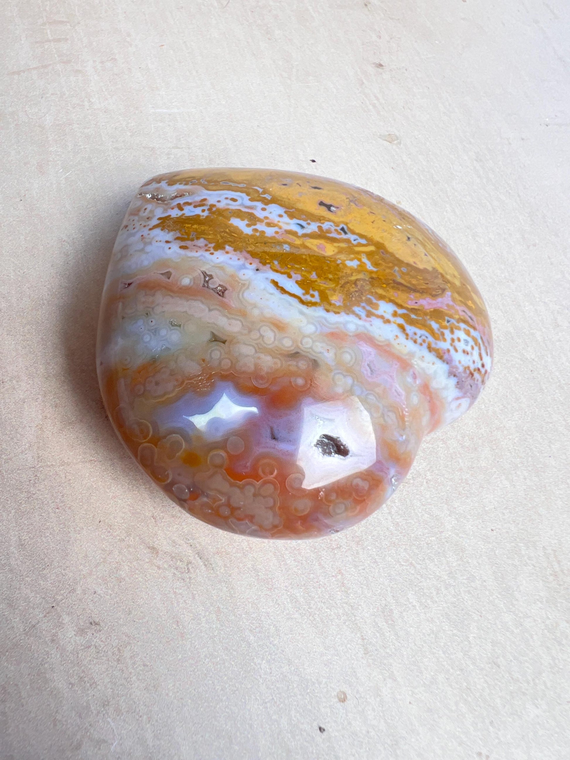 Ocean Jasper Heart Crystal : Marovato Veinless Carving