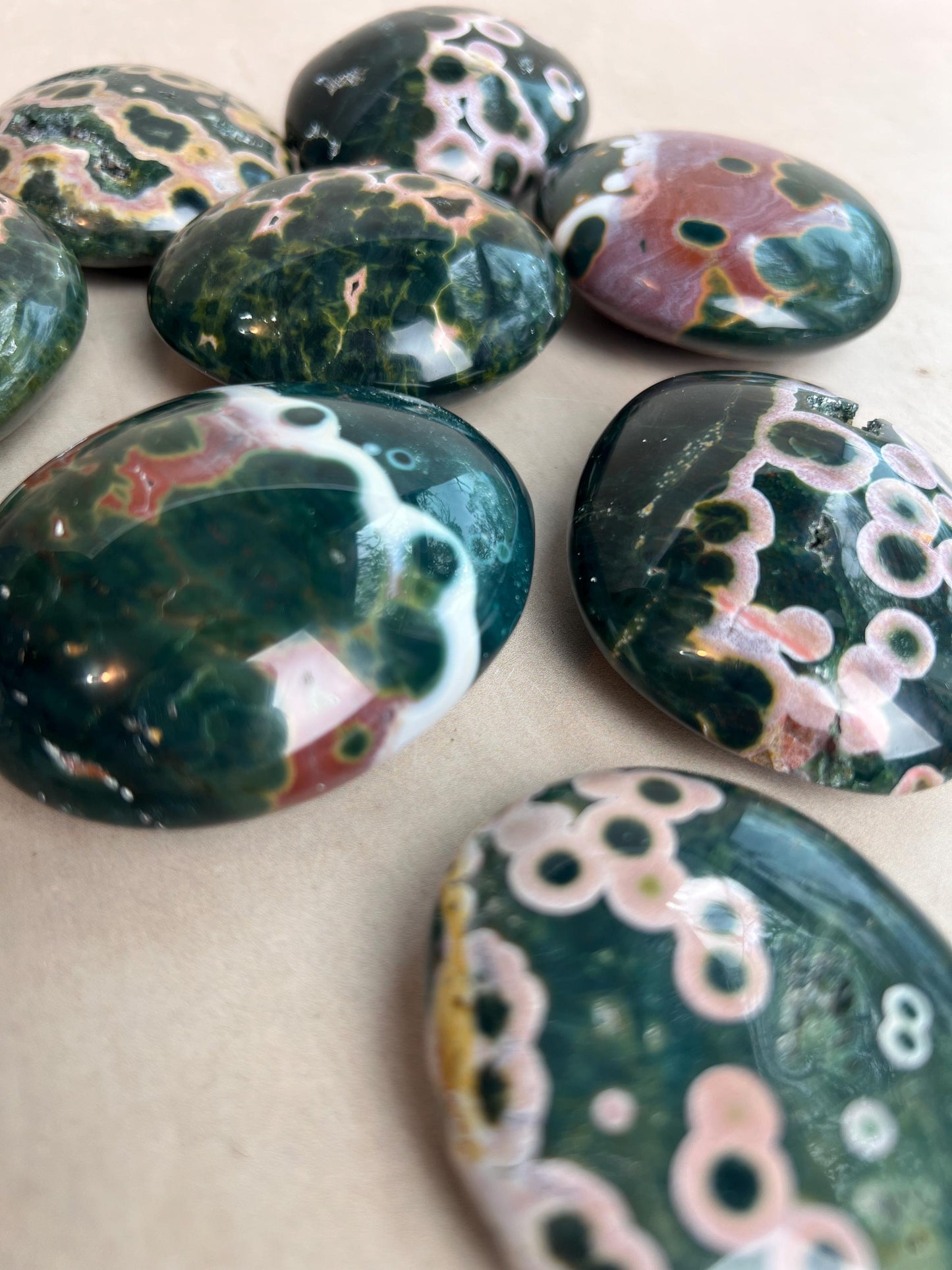 Ocean Jasper Palm Stones: Kabamby Vein XL
