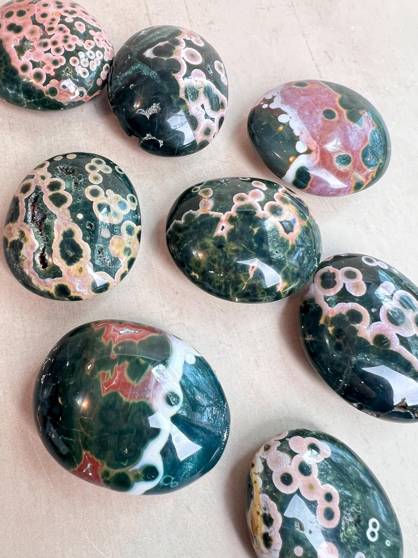 Ocean Jasper Palm Stones: Kabamby Vein XL