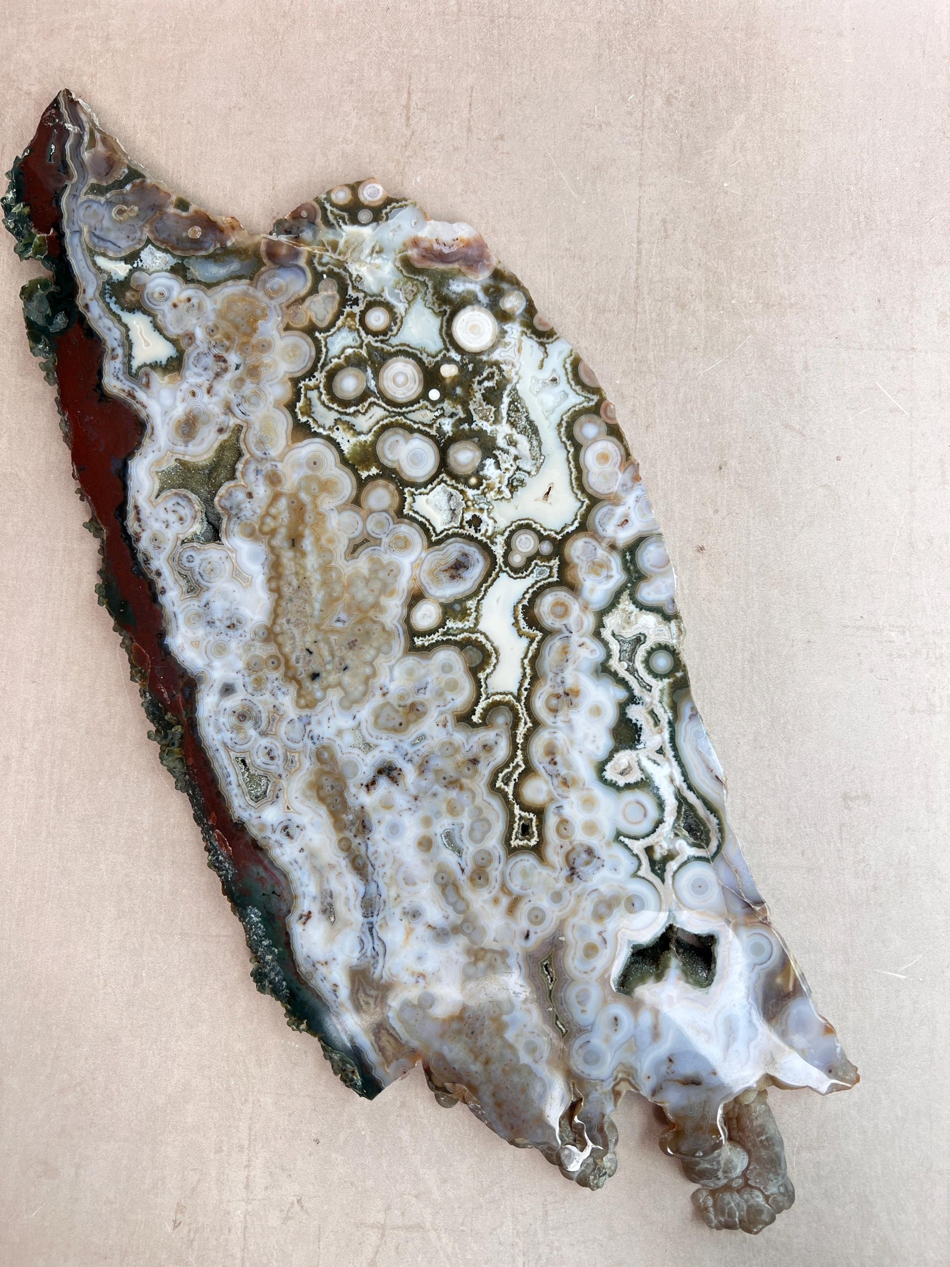 Ocean Jasper Slab : Vein 8 Rare Brown Presentation