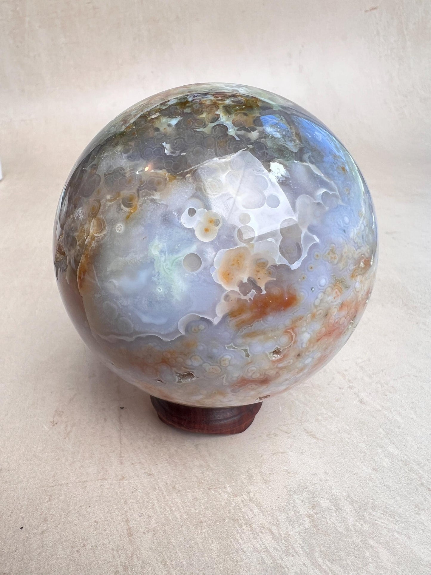 Ocean Jasper Sphere Old Stock Jelly Crystal Sphere | Vein3-4