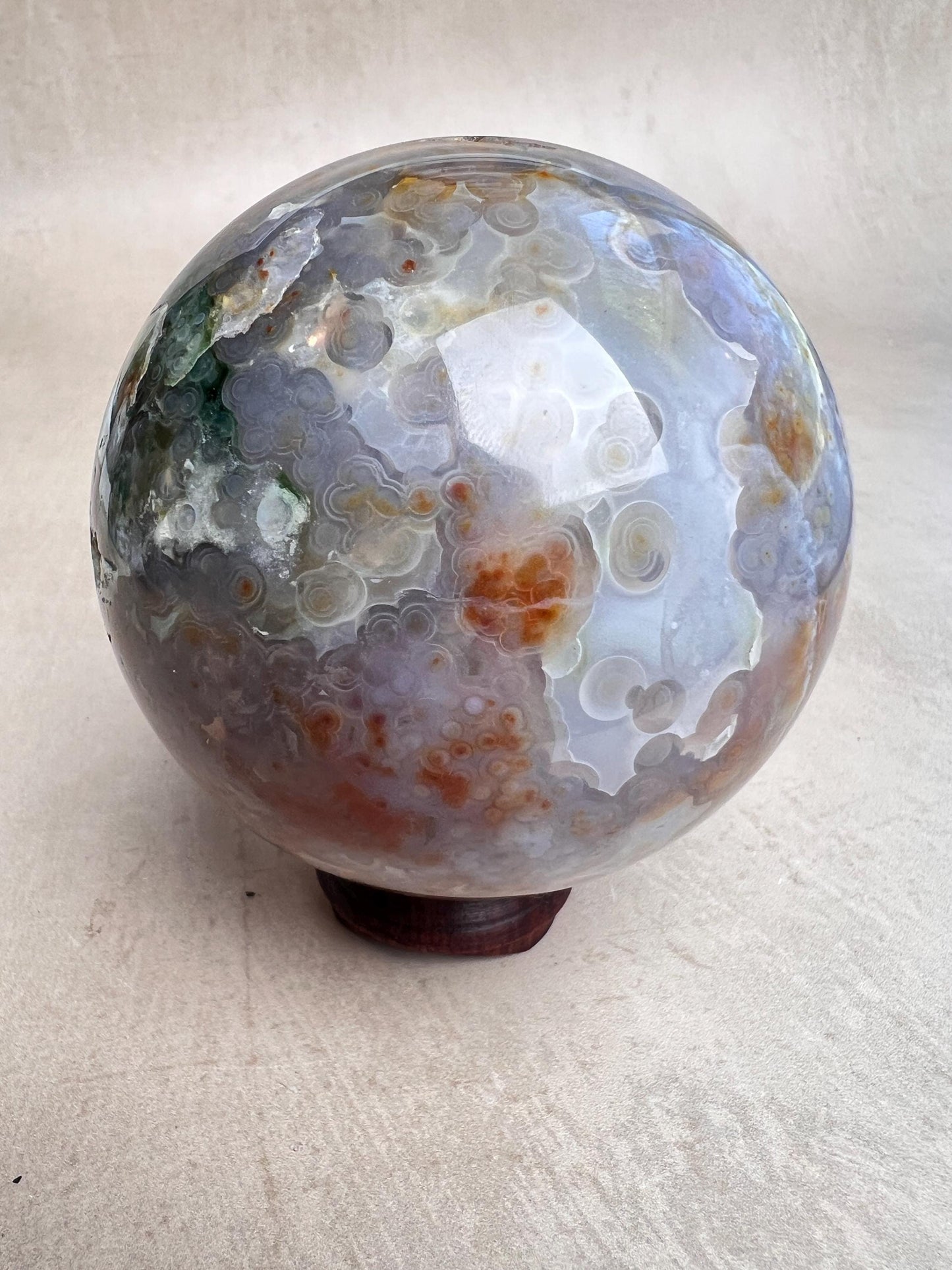 Ocean Jasper Sphere Old Stock Jelly Crystal Sphere | Vein3-4