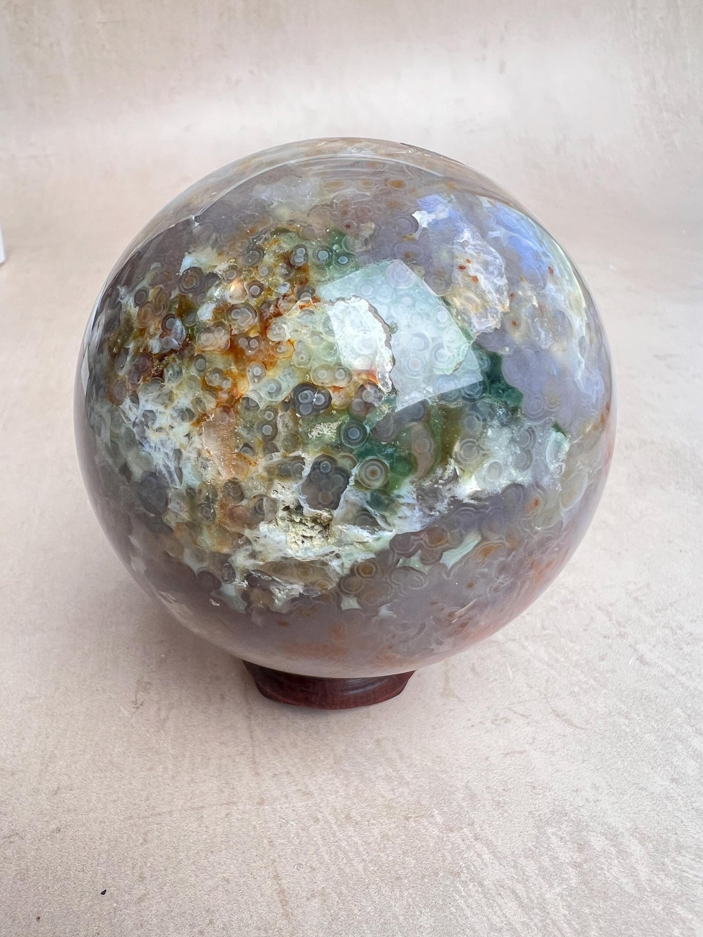 Ocean Jasper Sphere Old Stock Jelly Crystal Sphere | Vein3-4