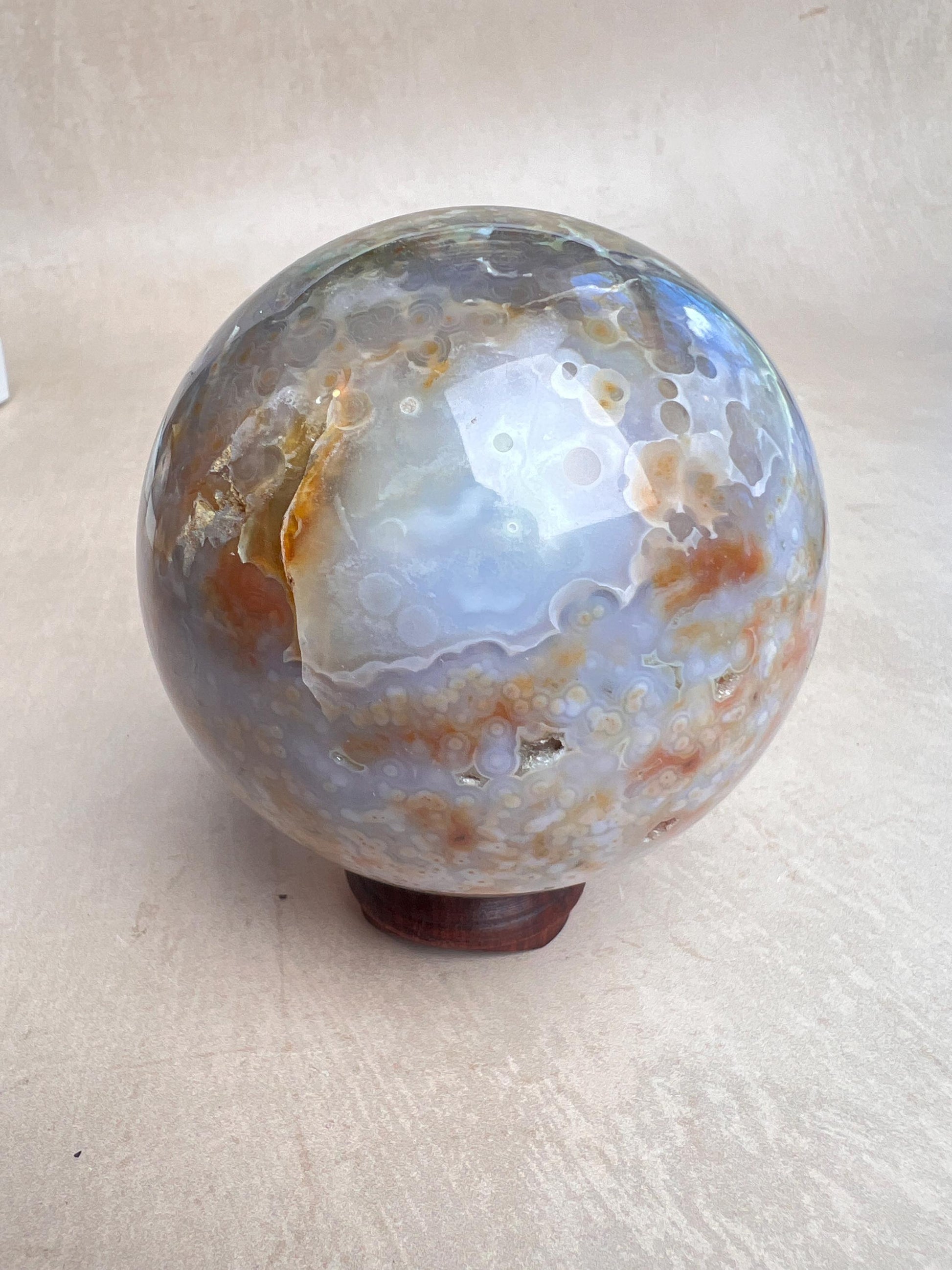 Ocean Jasper Sphere Old Stock Jelly Crystal Sphere | Vein3-4