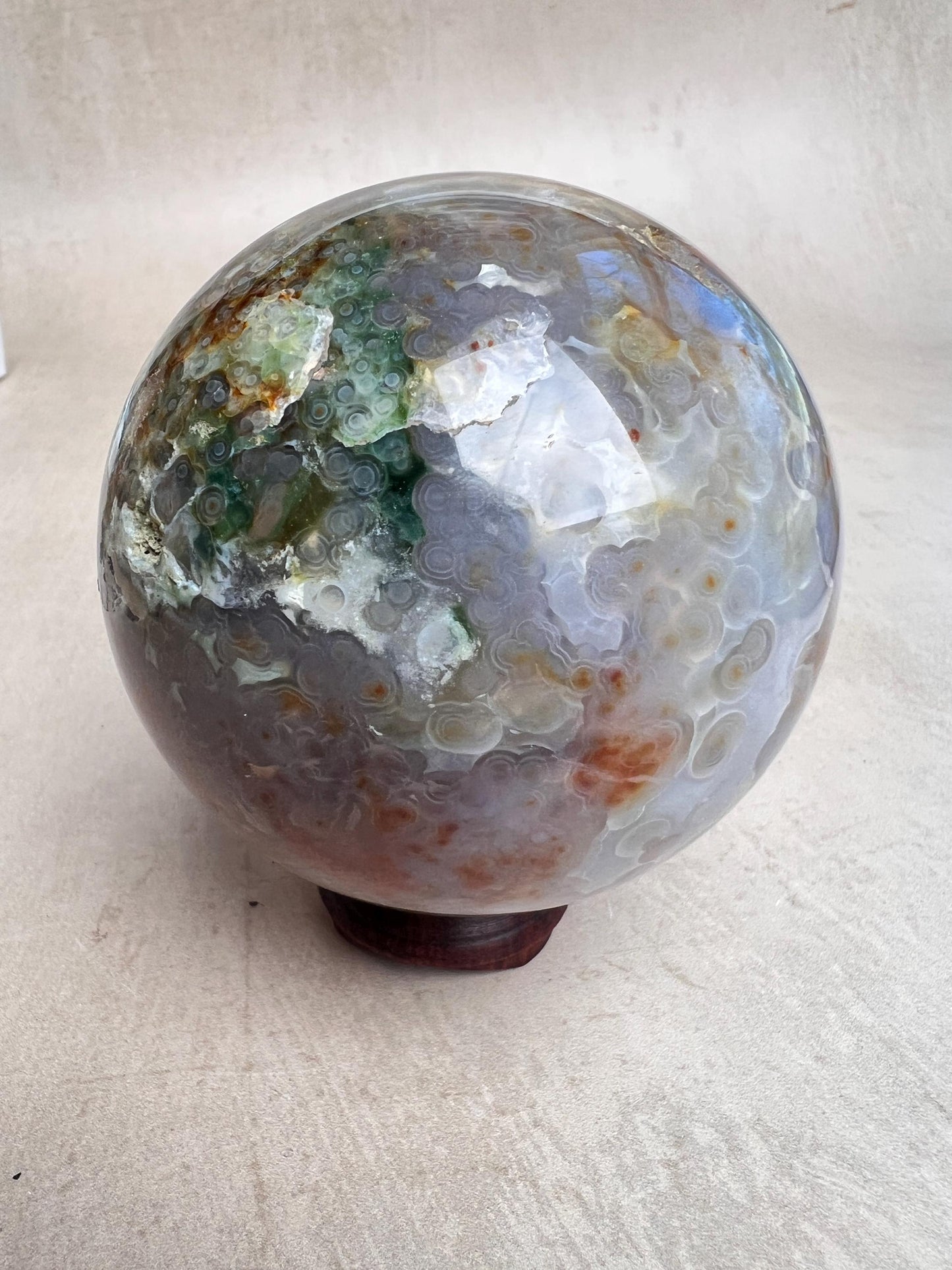 Ocean Jasper Sphere Old Stock Jelly Crystal Sphere | Vein3-4