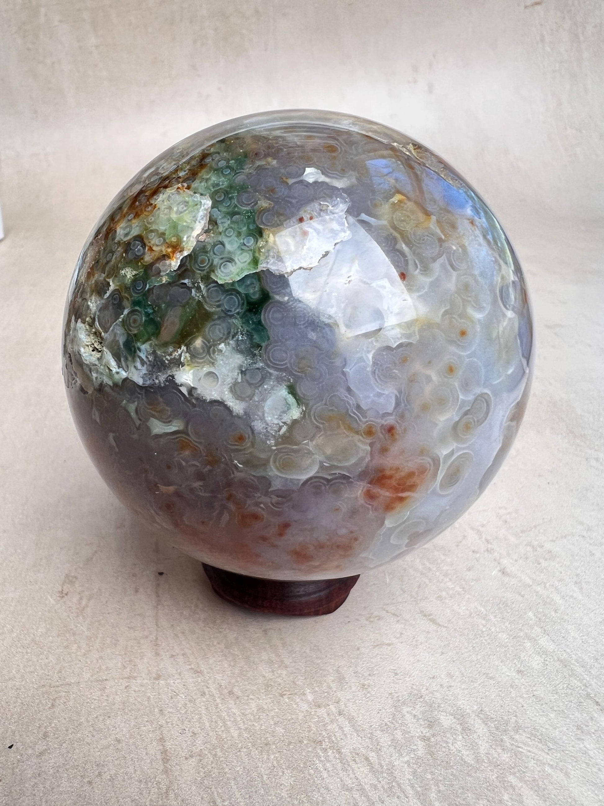 Ocean Jasper Sphere Old Stock Jelly Crystal Sphere | Vein3-4