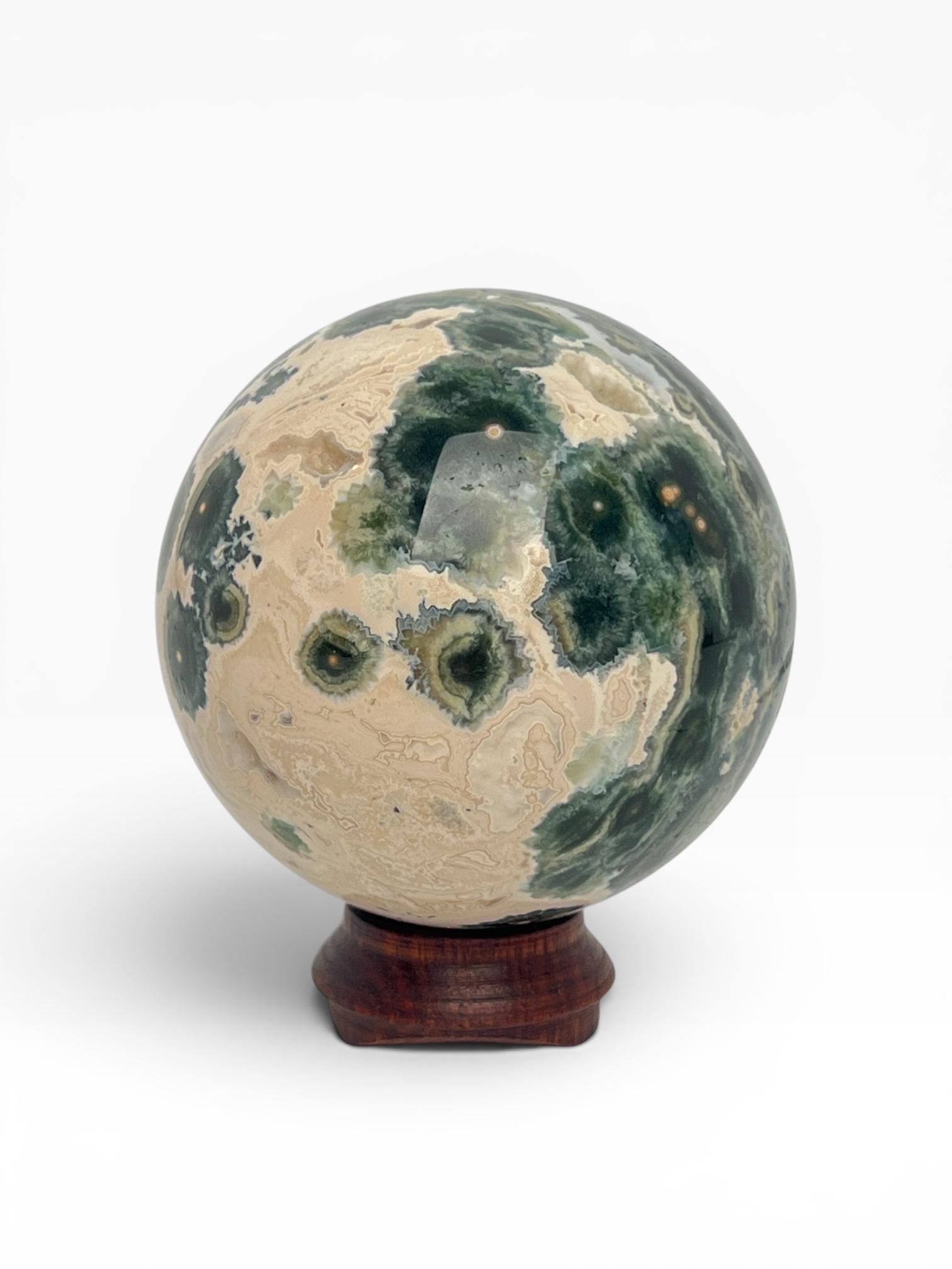 Ocean Jasper Vein 1 Sphere with Flower Orbs
