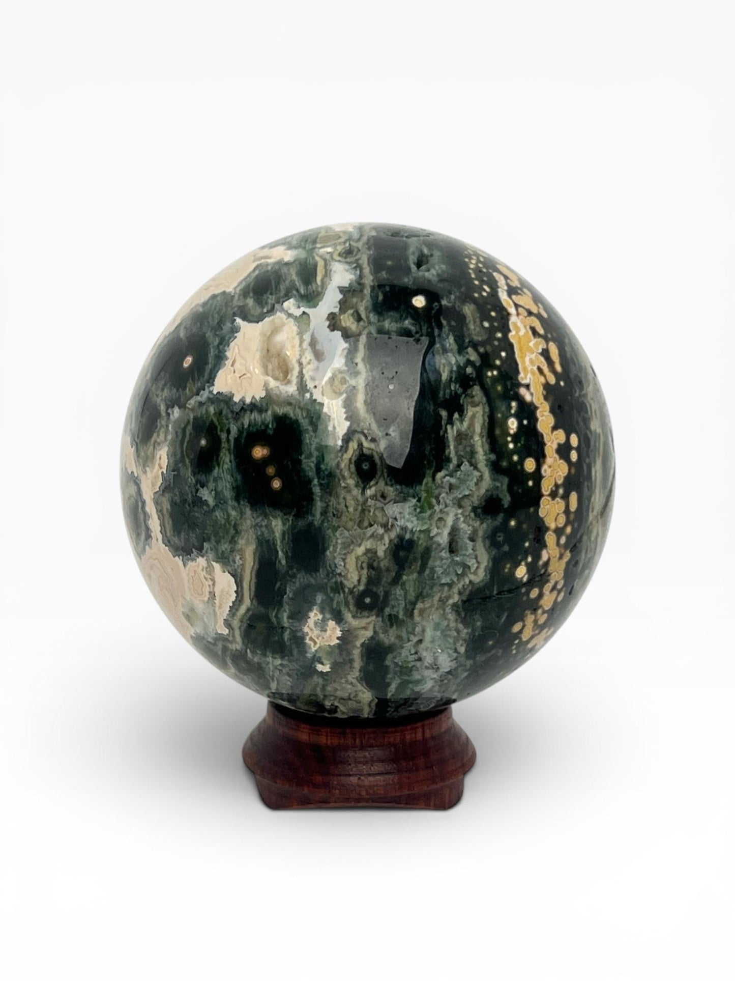 Ocean Jasper Vein 1 Sphere with Flower Orbs
