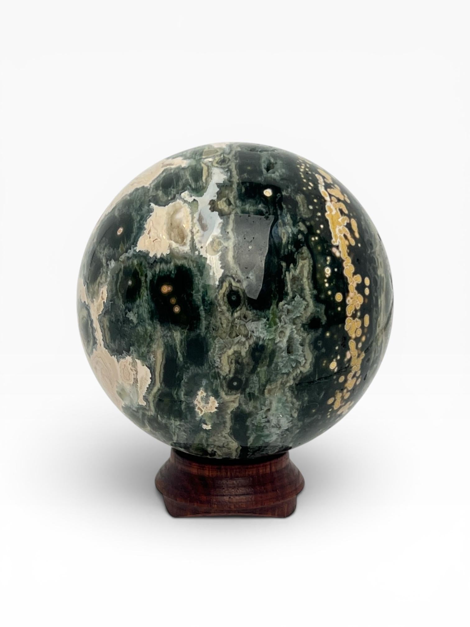 Ocean Jasper Vein 1 Sphere with Flower Orbs