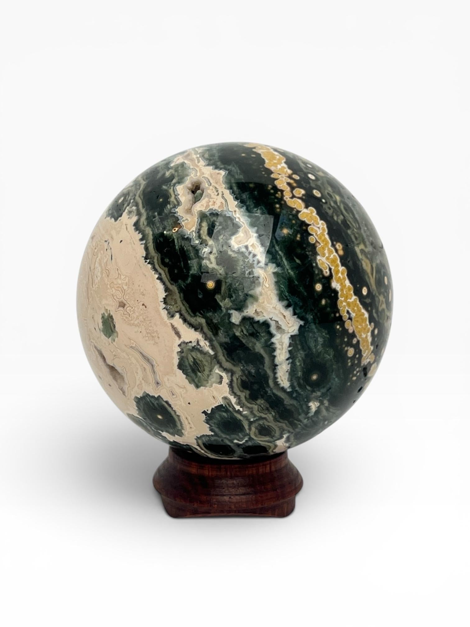 Ocean Jasper Vein 1 Sphere with Flower Orbs
