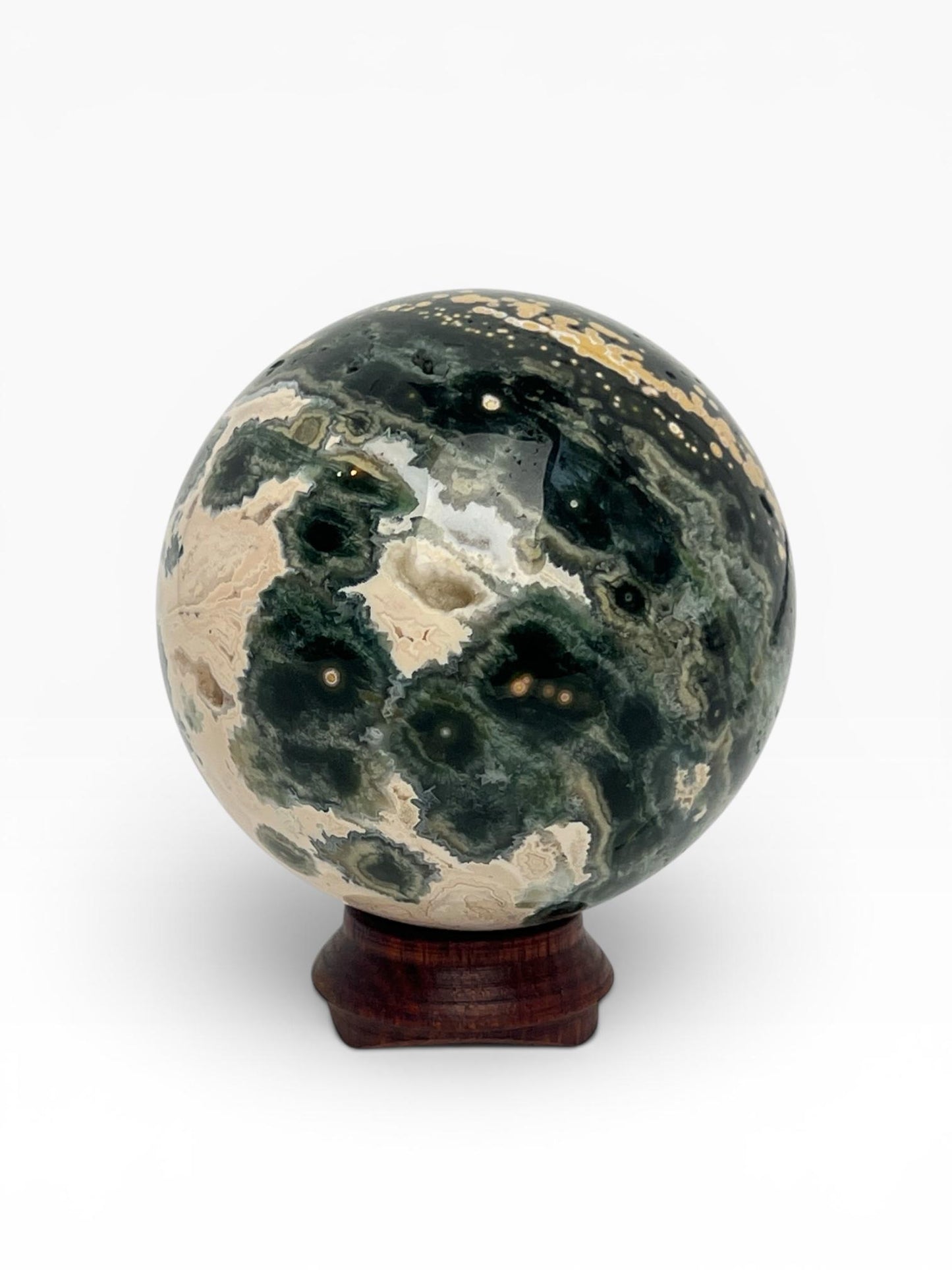 Ocean Jasper Vein 1 Sphere with Flower Orbs
