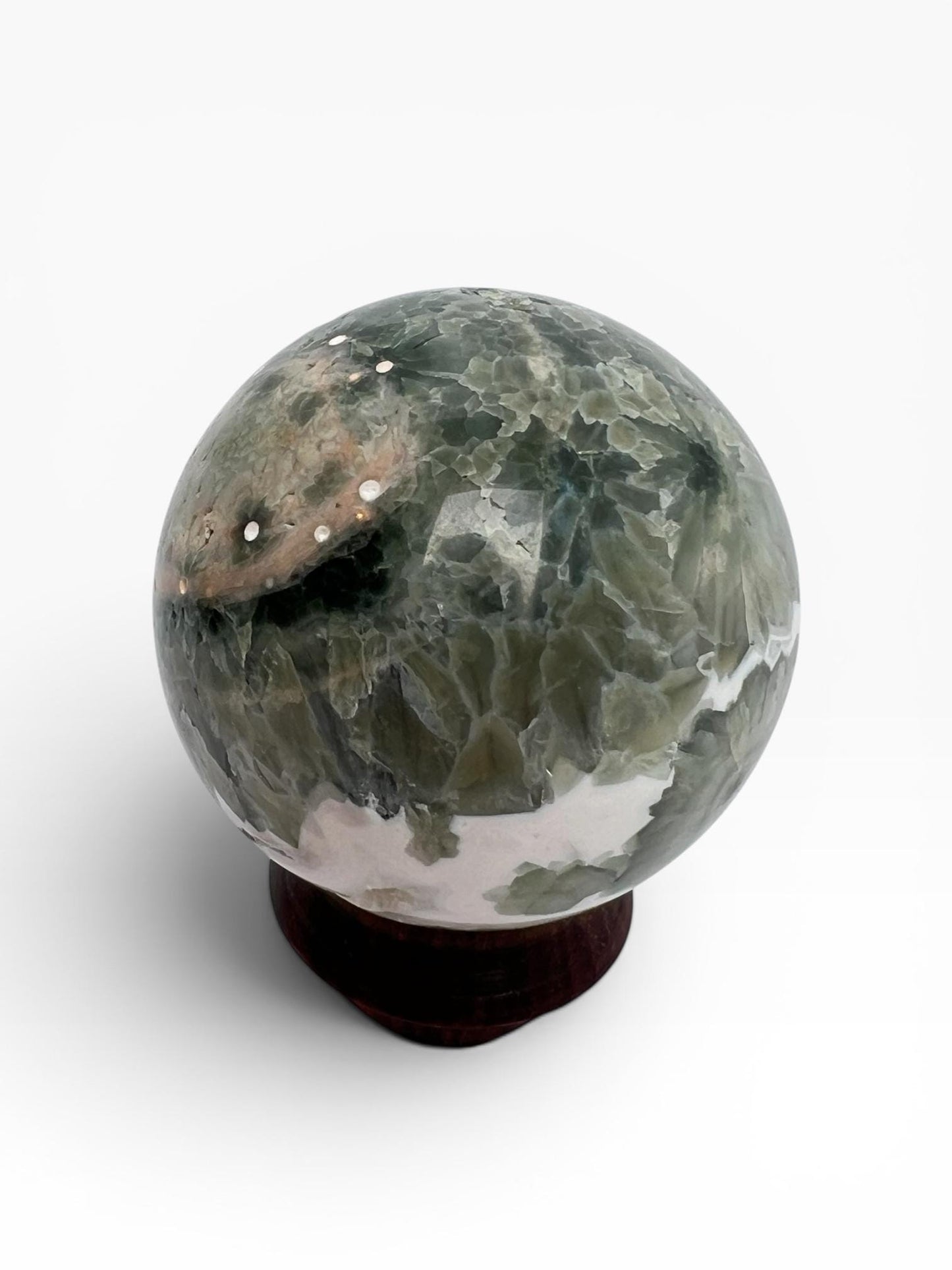 Ocean Jasper Sphere with Flower Orbs- Vein 1-2
