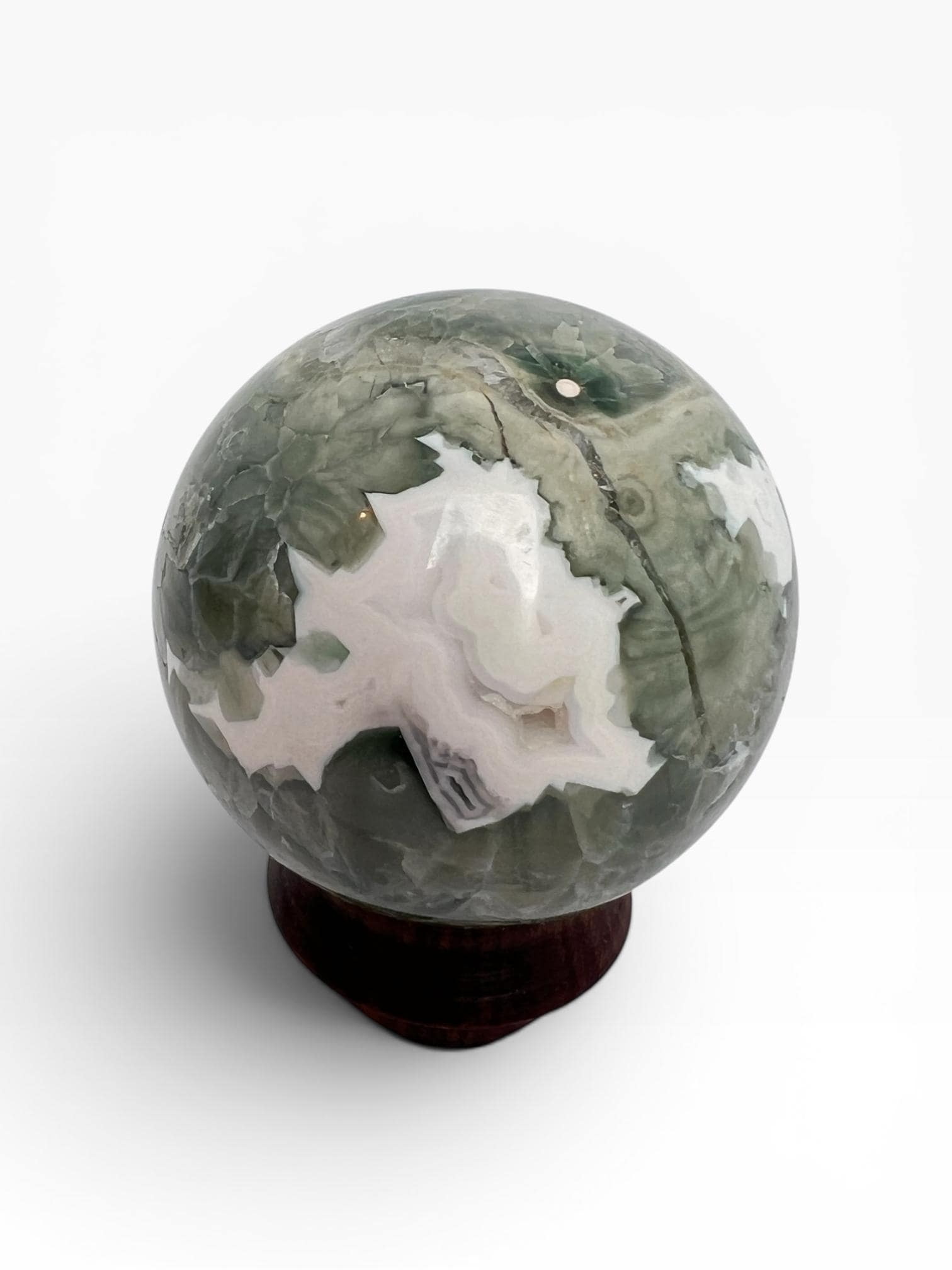 Ocean Jasper Sphere with Flower Orbs- Vein 1-2